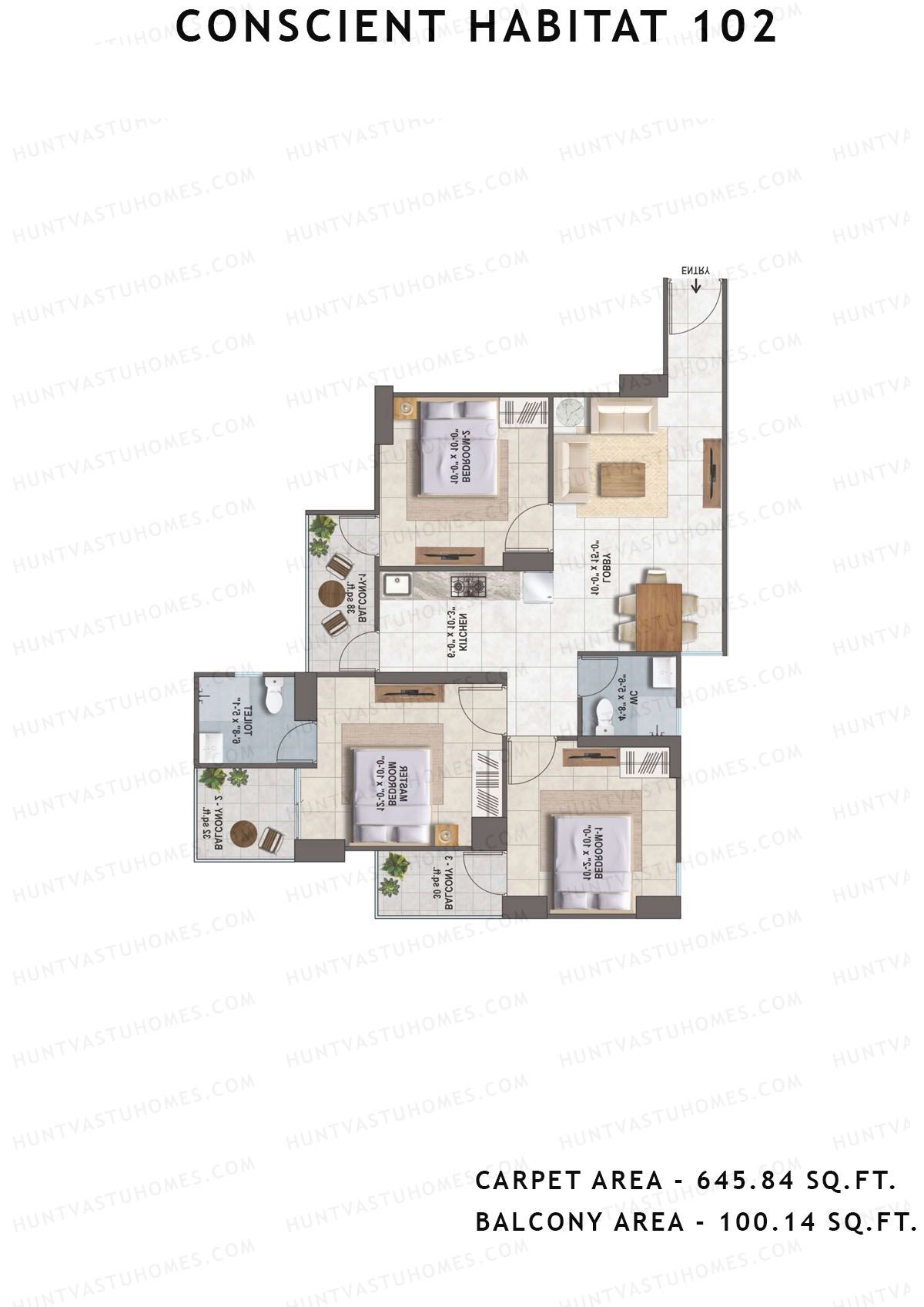 Conscient Habitat 102 Tower A4 Unit 7 (Type 1) Floor Plan