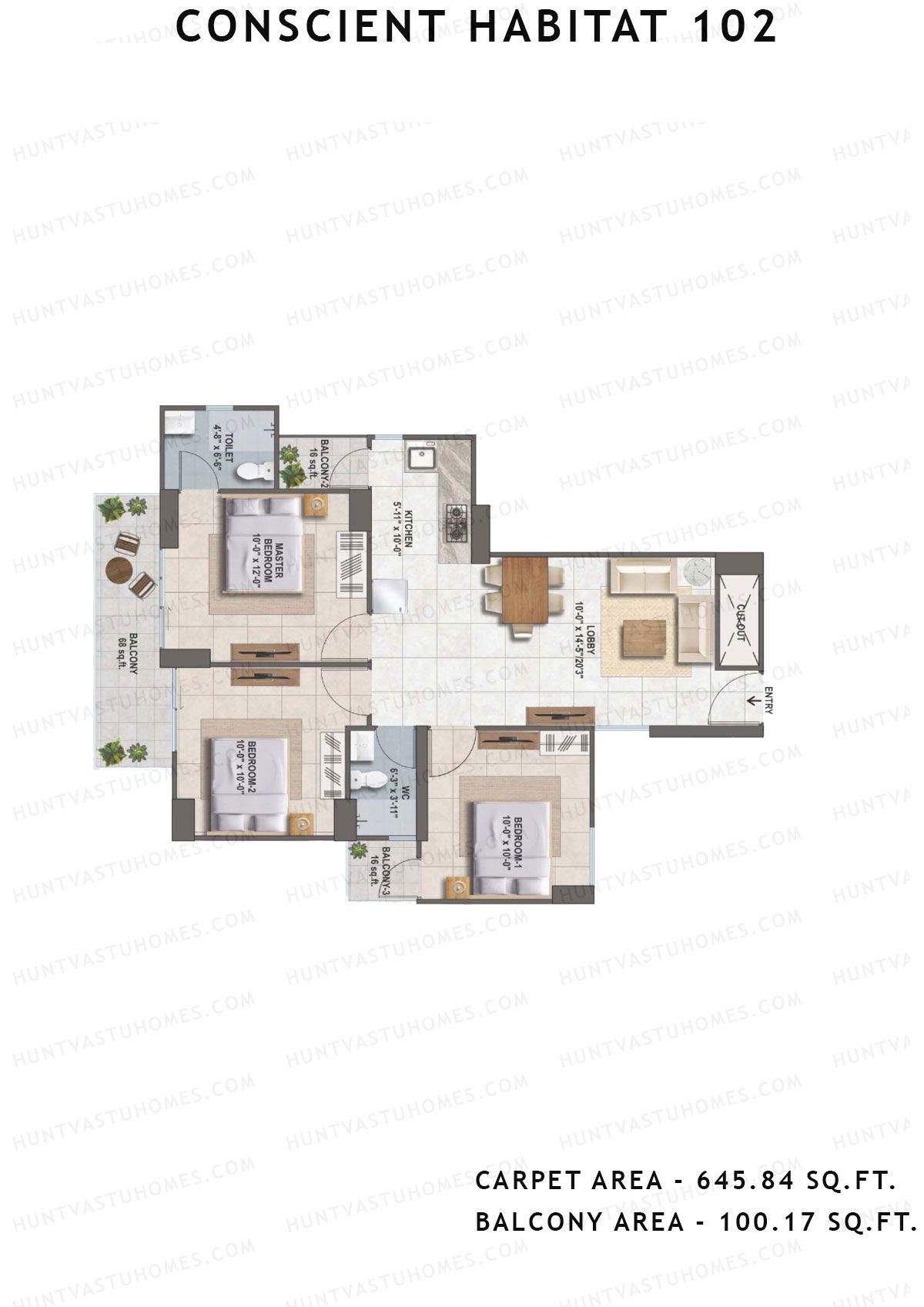 Conscient Habitat 102 Tower A4 Unit 1 (Type 2) Floor Plan