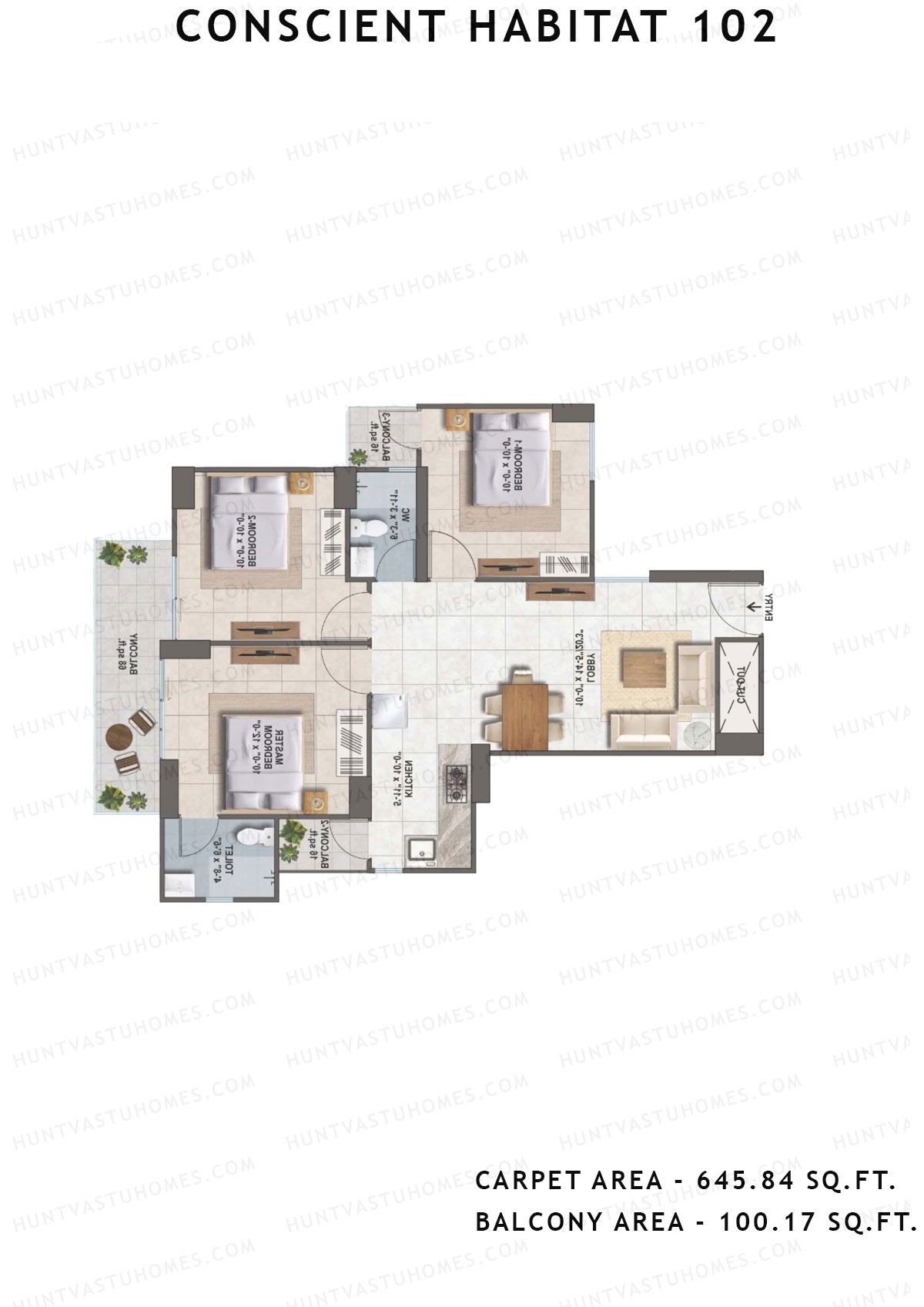 Conscient Habitat 102 Tower A4 Unit 8 (Type 2) Floor Plan