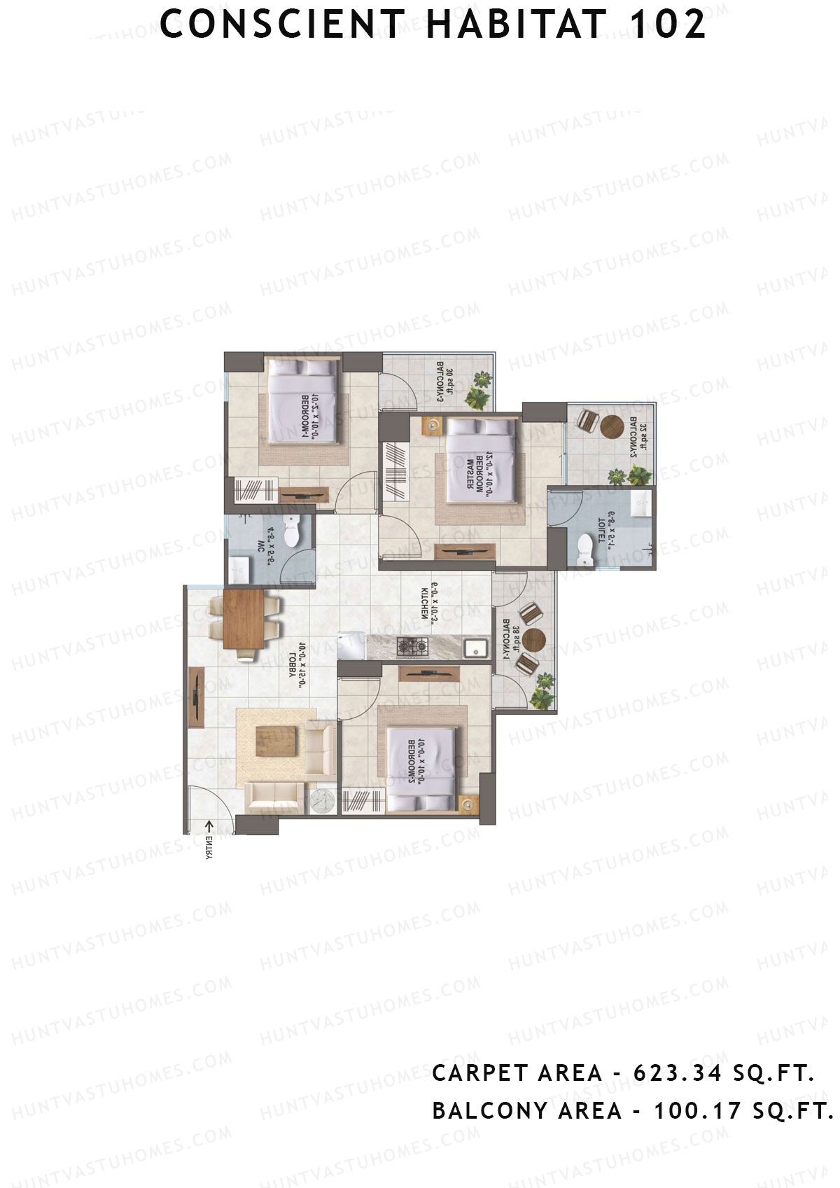 Conscient Habitat 102 Tower A4 Unit 3 Floor Plan