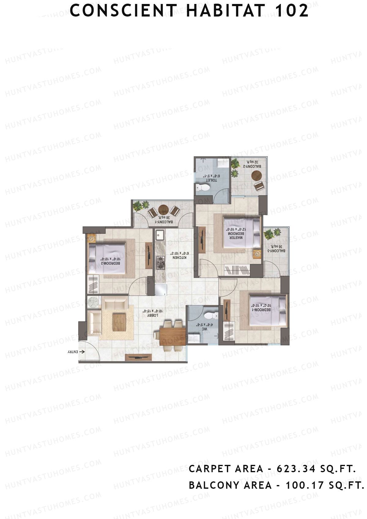 Conscient Habitat 102 Tower A6 Unit 2 Floor Plan