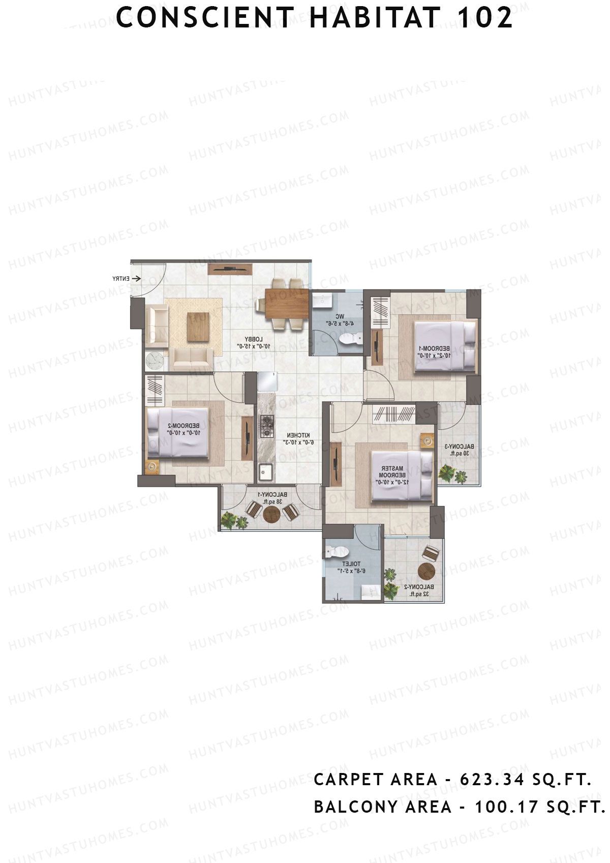 Conscient Habitat 102 Tower A6 Unit 3 Floor Plan