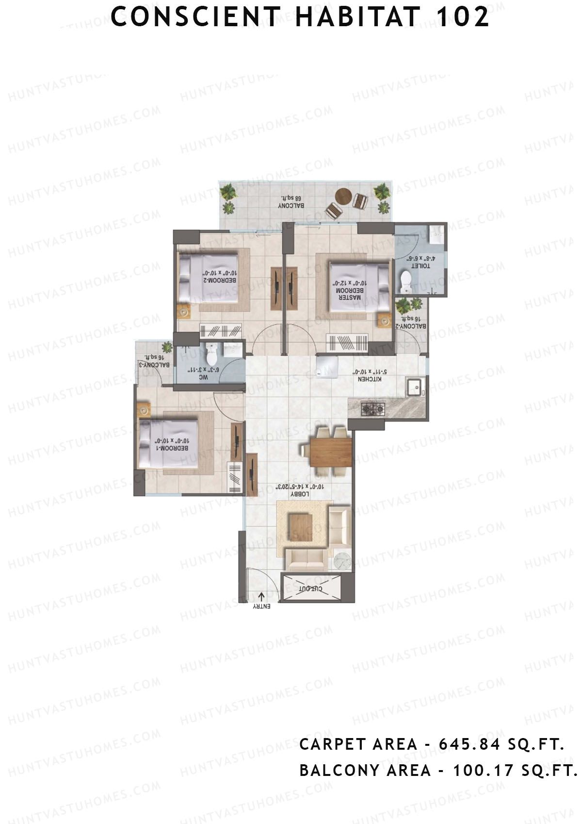 Conscient Habitat 102 Tower A6 Unit 1 (Type 2) Floor Plan