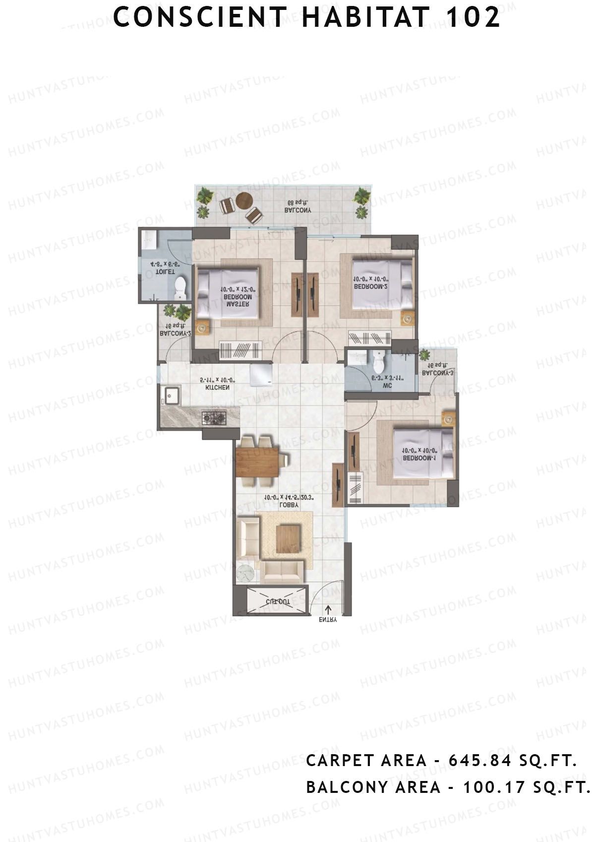 Conscient Habitat 102 Tower A8 Unit 8 (Type 2) Floor Plan