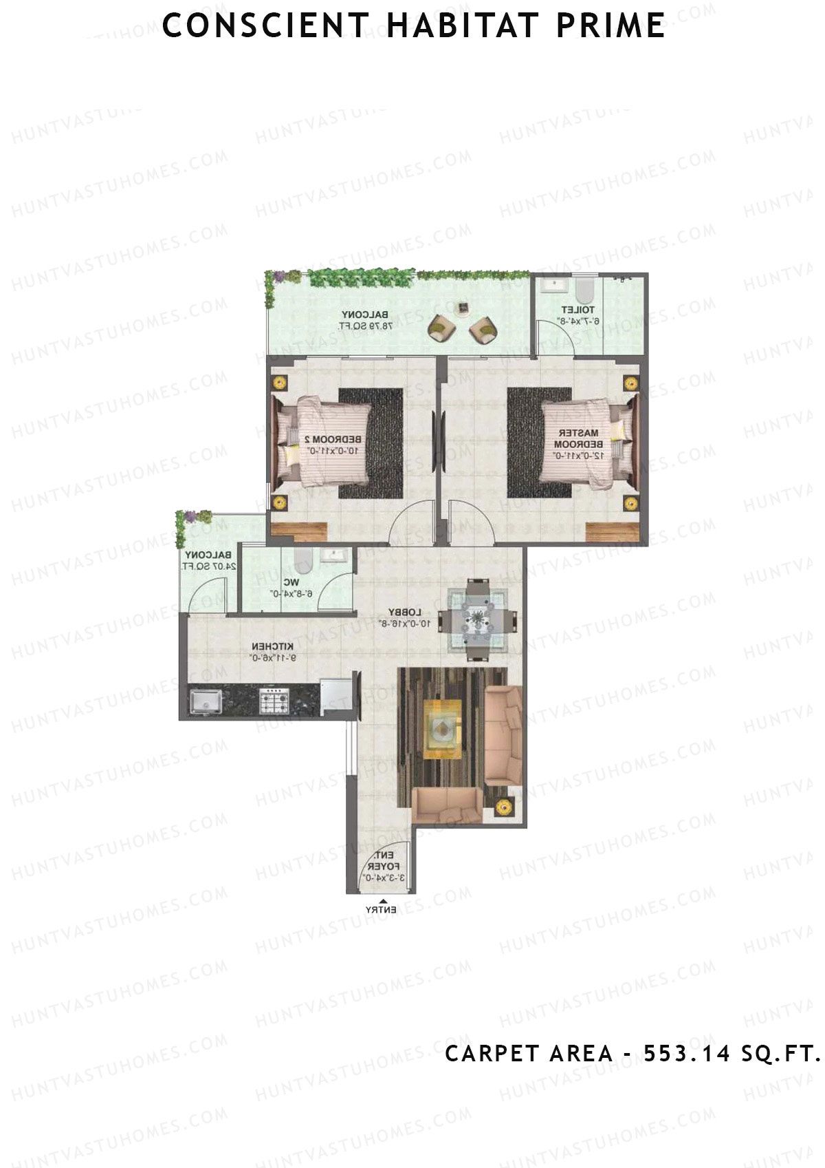 Conscient Habitat Prime Tower A6 Unit 1 Floor Plan