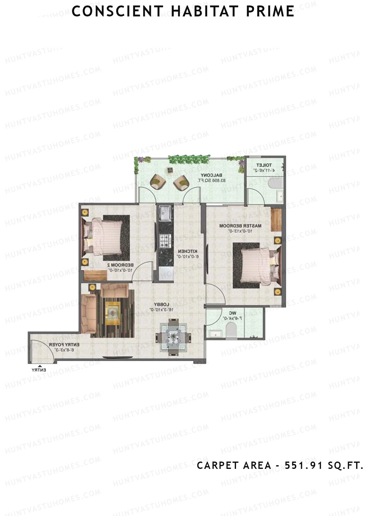 Conscient Habitat Prime Tower A6 Unit 2 Floor Plan
