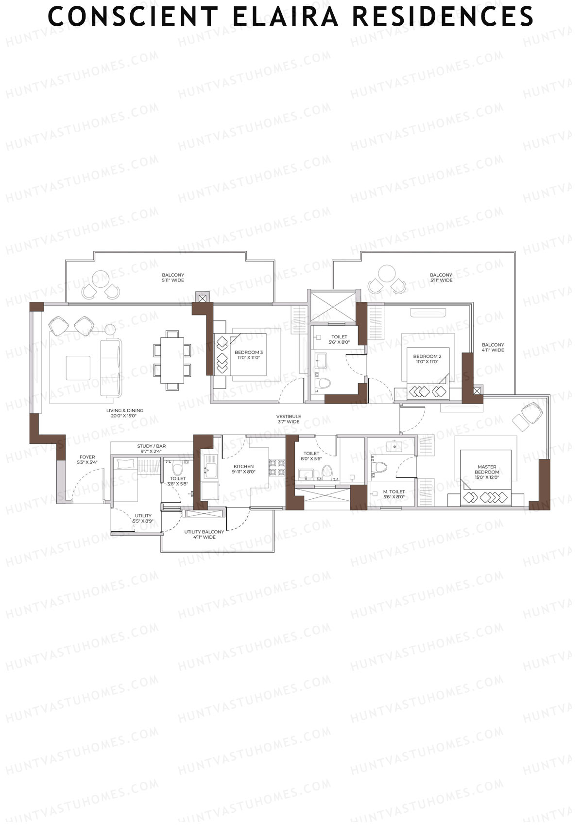 Conscient Elaira Residences Tower A Unit 2 (Type B) Floor Plan