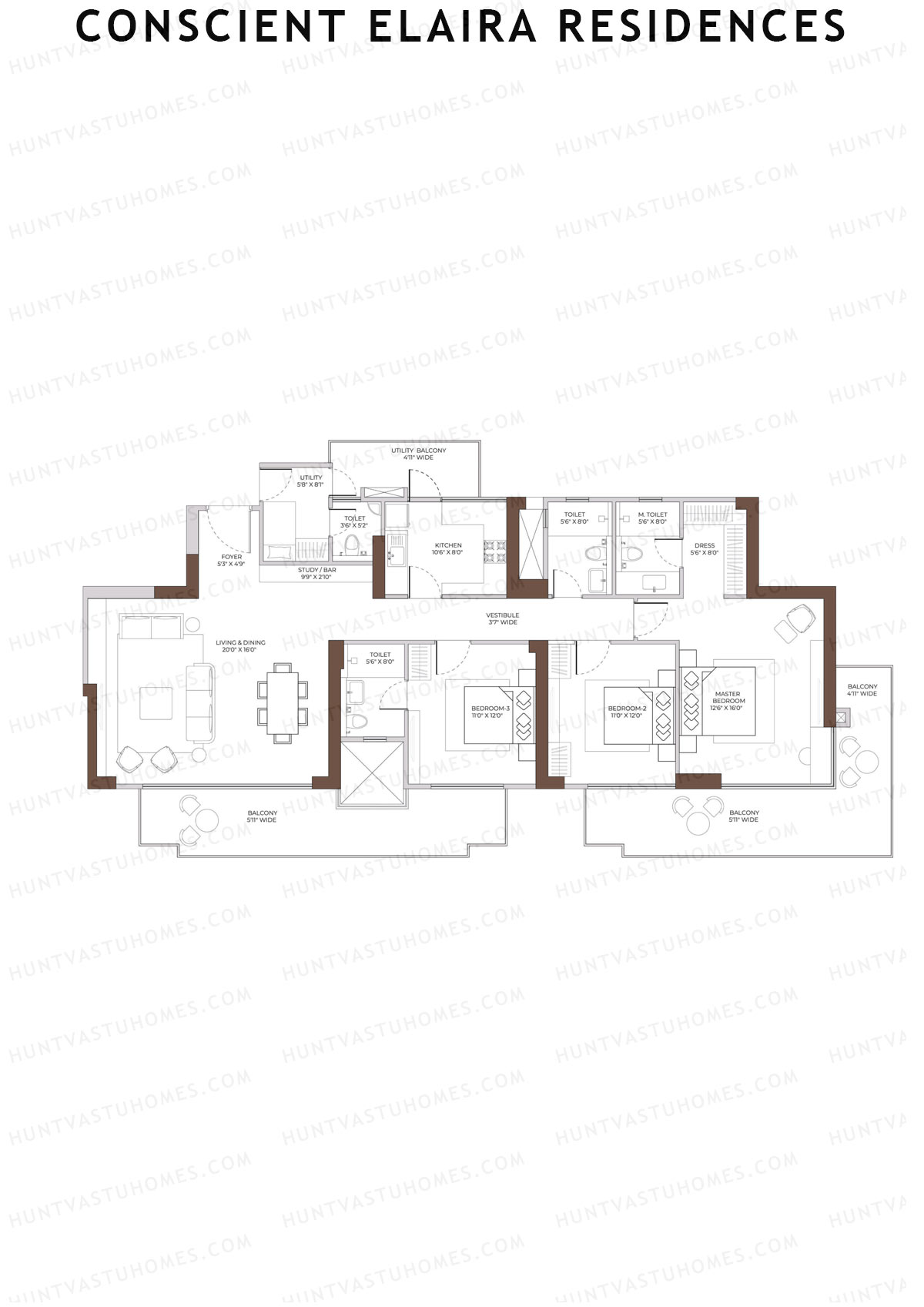 Conscient Elaira Residences Tower A Unit 3 (Type C) Floor Plan