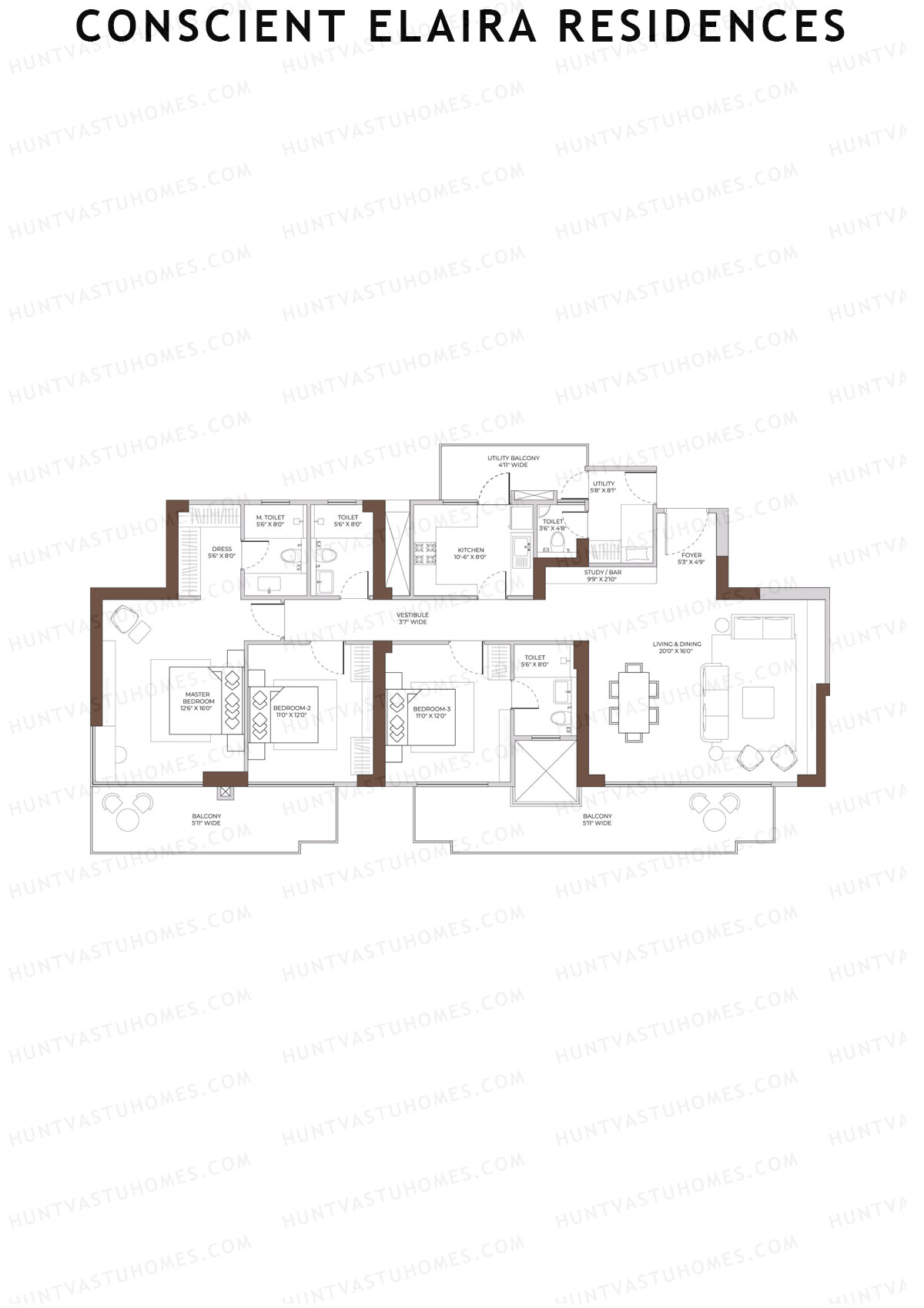 Conscient Elaira Residences Tower A Unit 4 (Type D) Floor Plan
