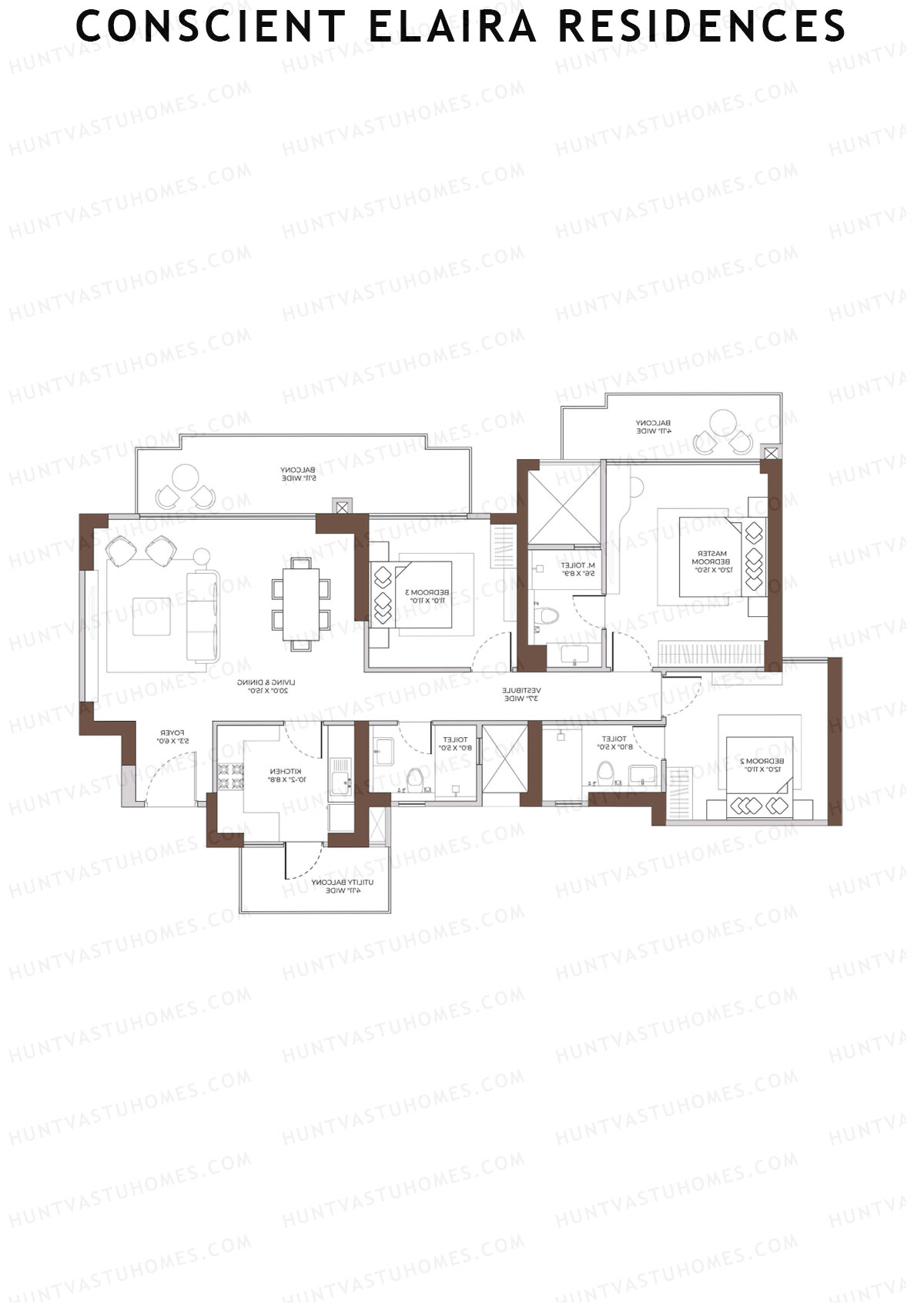 Conscient Elaira Residences Tower B Unit 1 (Type A) Floor Plan