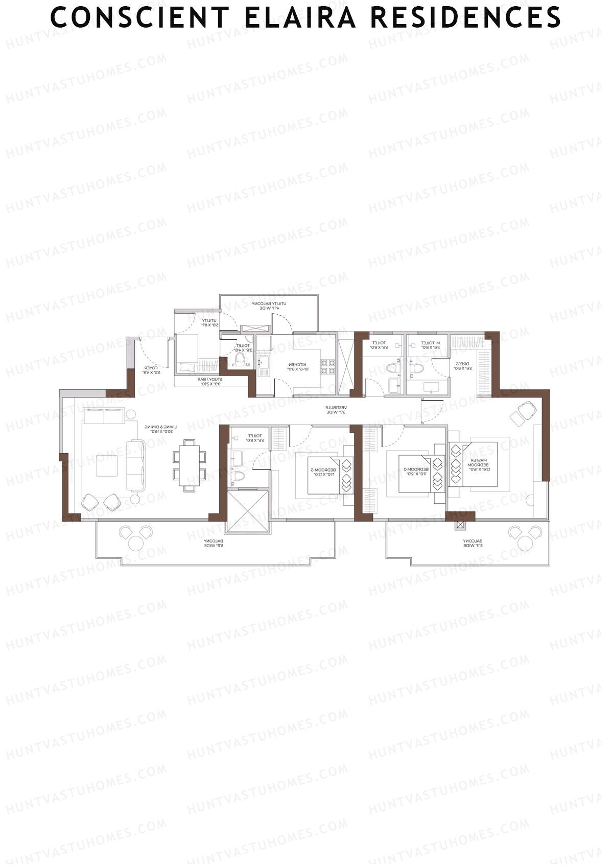 Conscient Elaira Residences Tower B Unit 4 (Type D) Floor Plan
