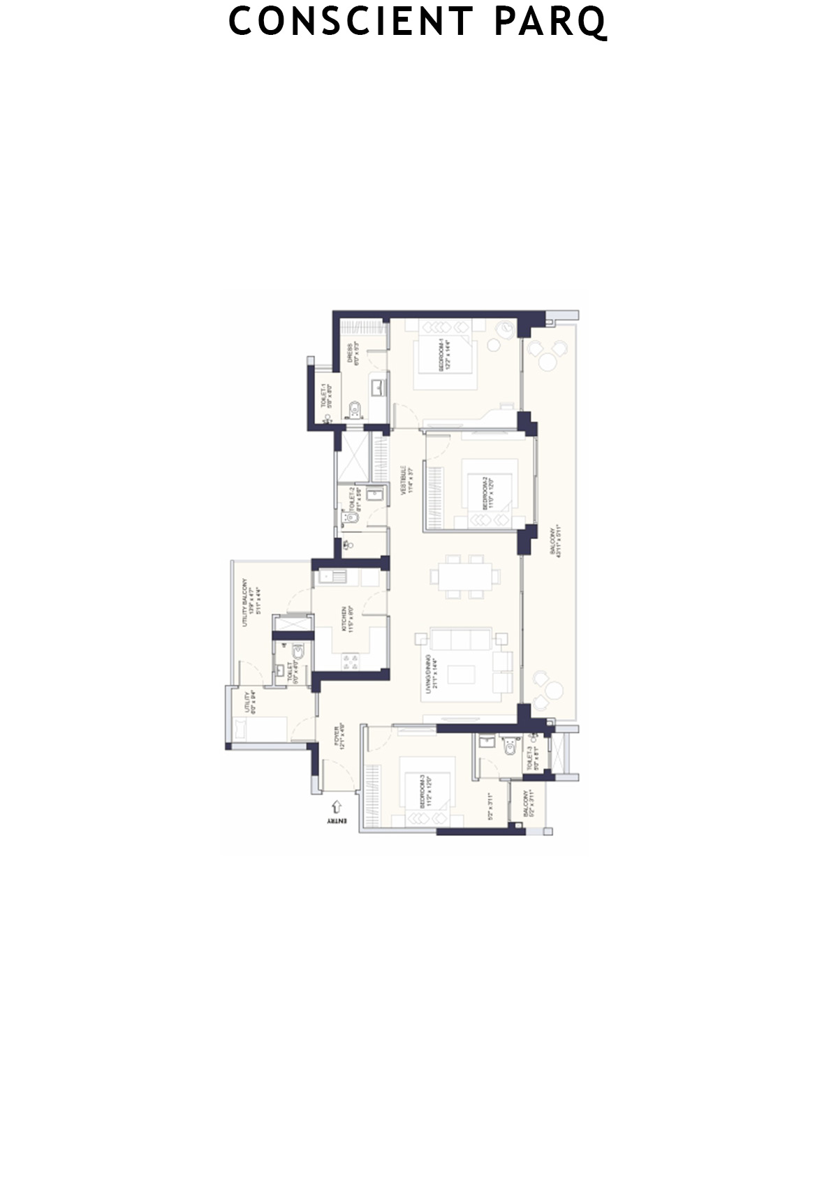 Conscient Parq Tower A Unit 2 (Type B) Floor Plan