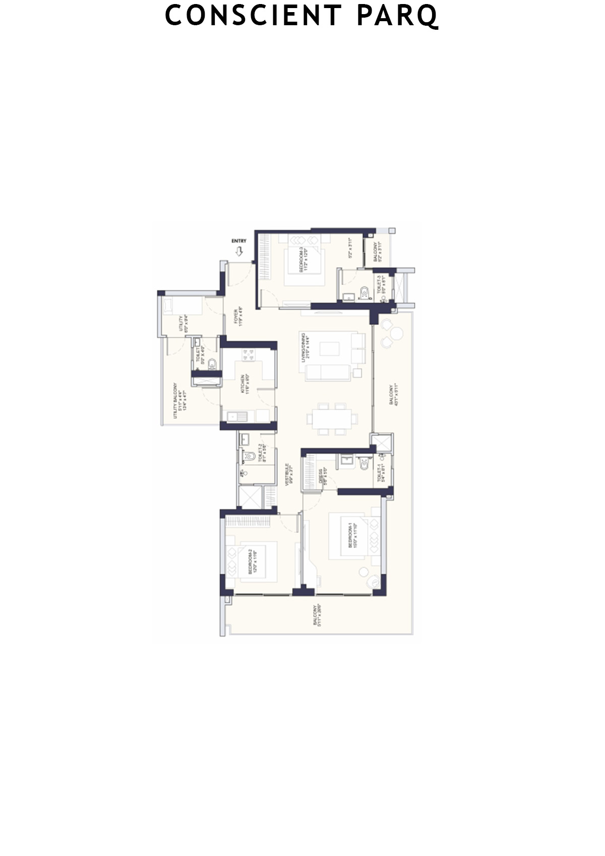 Conscient Parq Tower C Unit 3 (Type D) Floor Plan