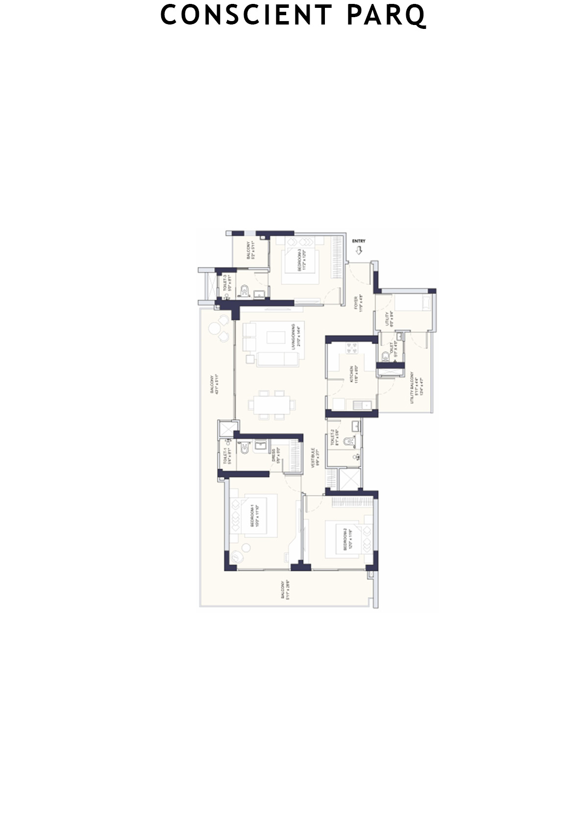 Conscient Parq Tower C Unit 4 (Type E) Floor Plan