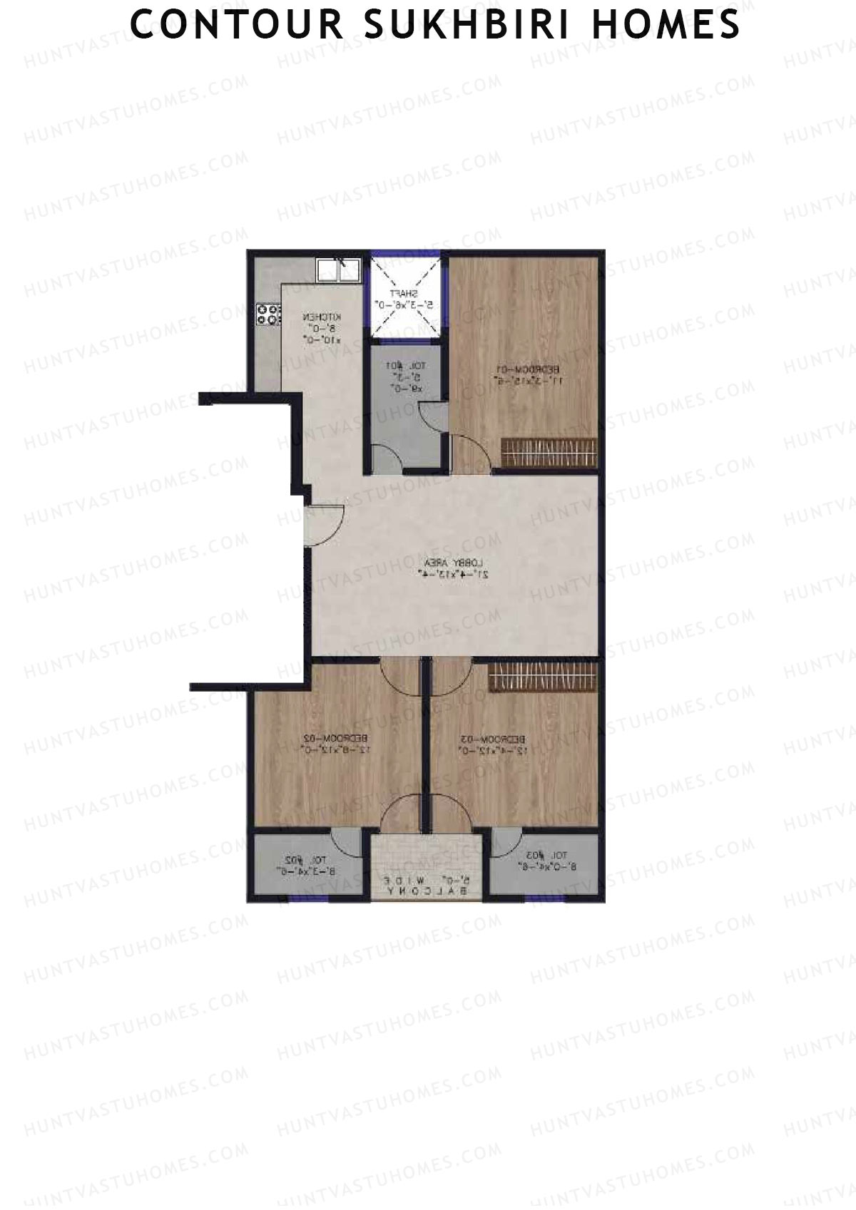 Contour Sukhbiri Homes, Block Fortuna D, Unit 2, 3BHK, Super Area 1600   sq ft 