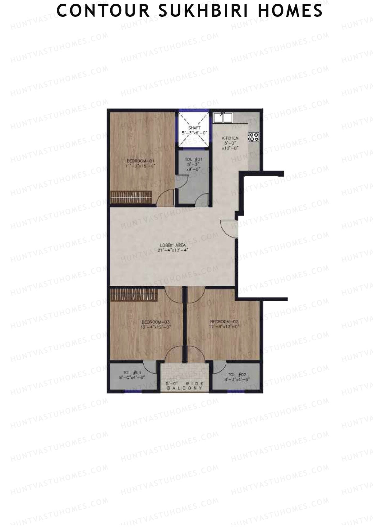 Contour Sukhbiri Homes, Block Fortuna E, Unit 1, 3BHK, Super Area 1600   sq ft 