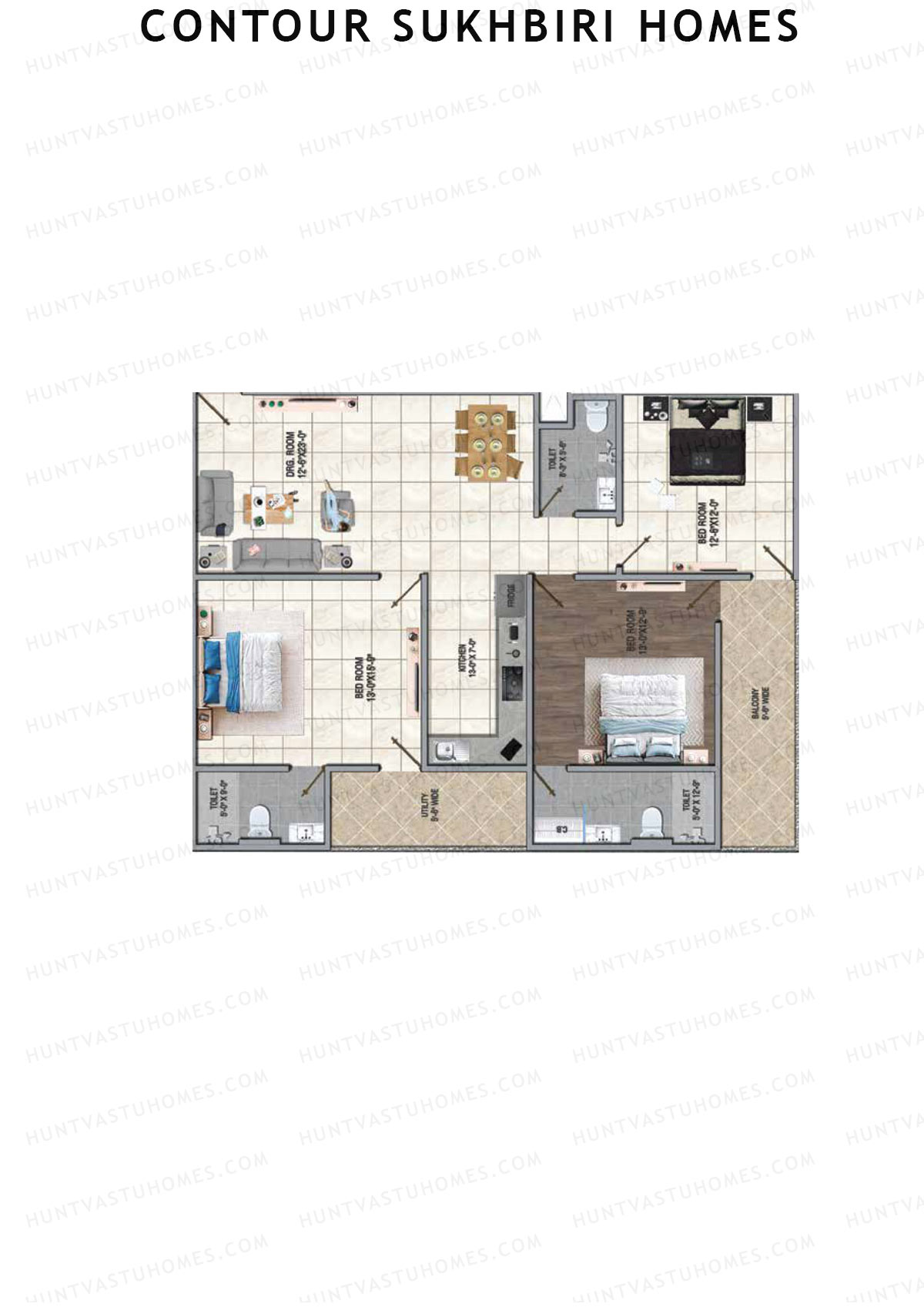 Contour Sukhbiri Homes, Block Fortuna G, Unit 2, 3BHK, Super Area 1780   sq ft 