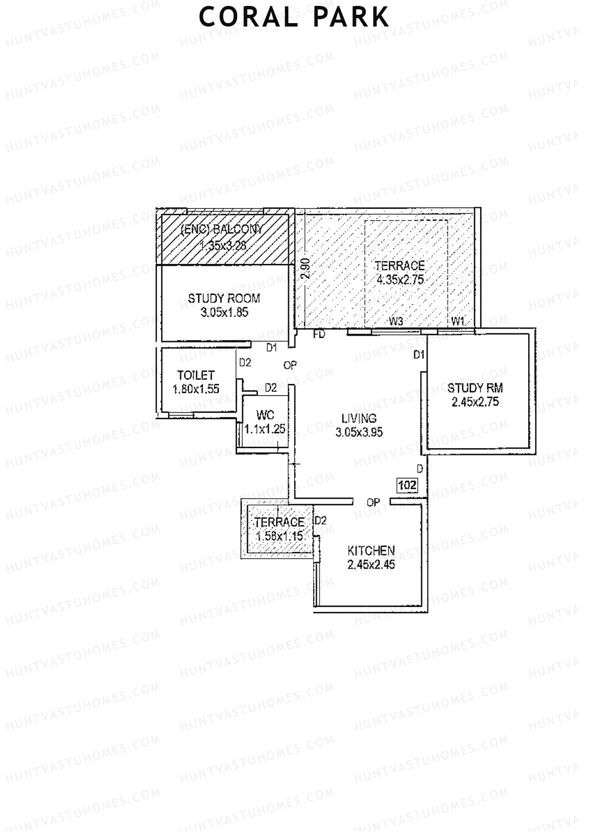 Coral Park Tower 1 Unit 2 Floor Plan