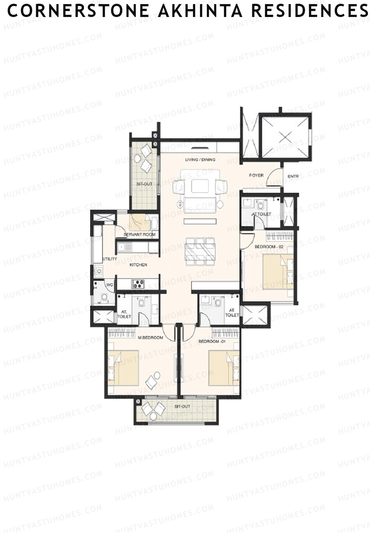 Cornerstone Akhinta Residences Wing A Unit 1 Floor Plan
