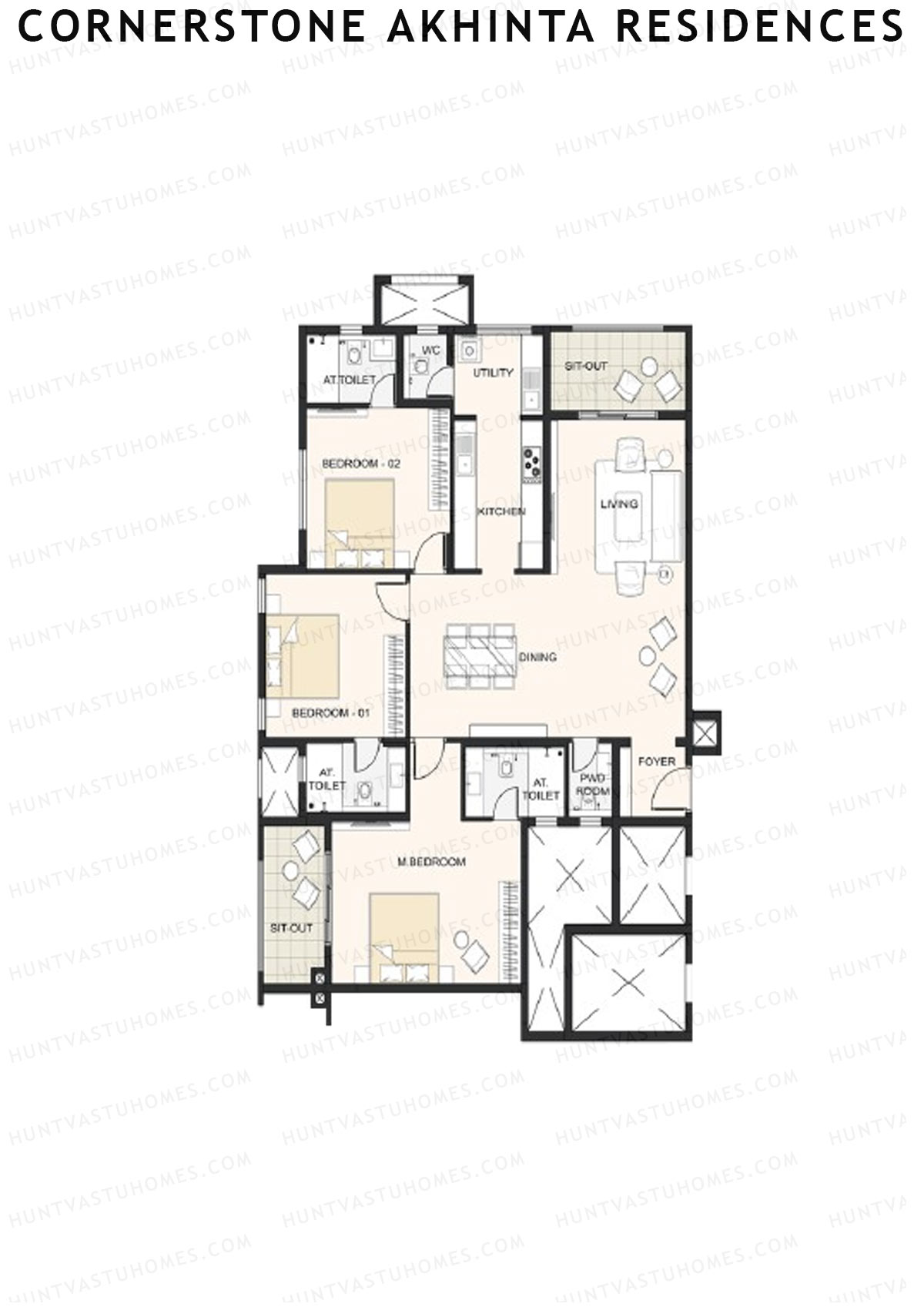 Cornerstone Akhinta Residences Wing A Unit 2 Floor Plan