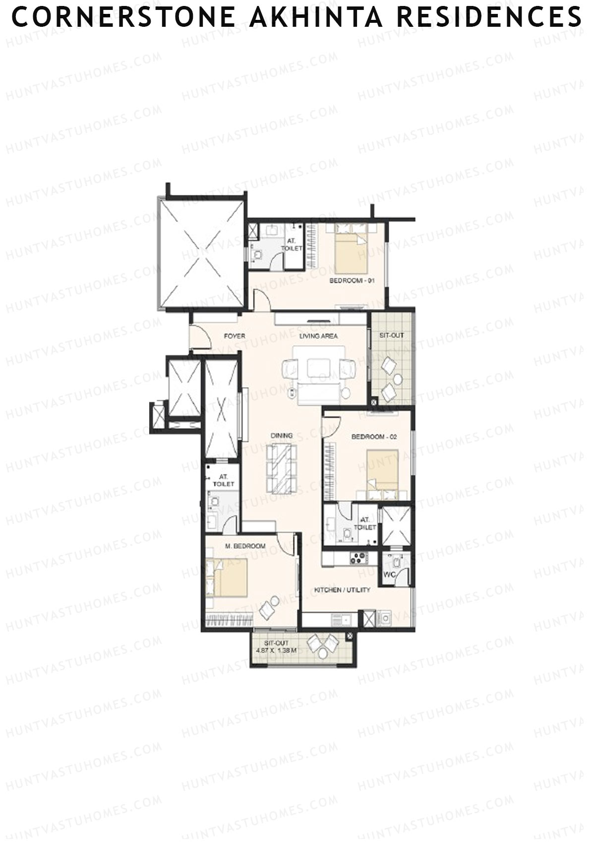 Cornerstone Akhinta Residences Wing A Unit 4 Floor Plan