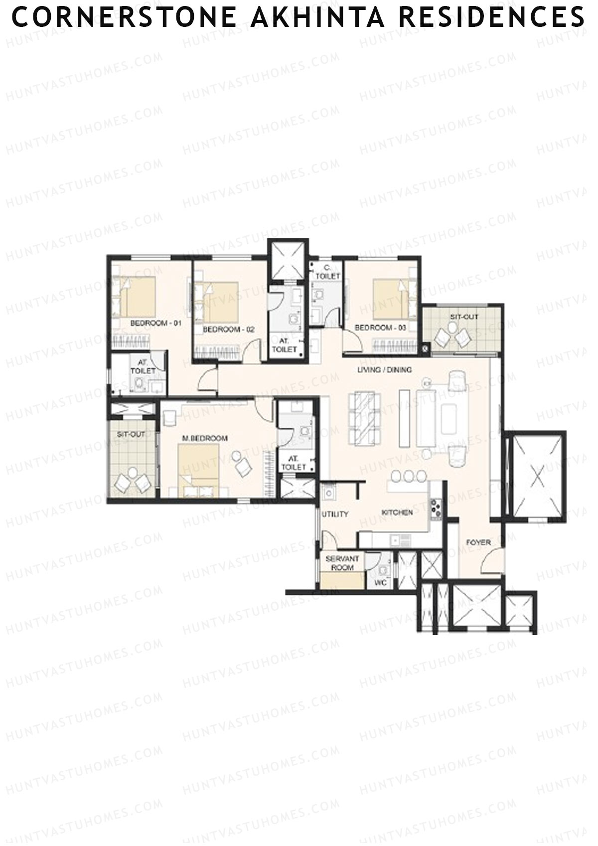 Cornerstone Akhinta Residences Wing B Unit 2 Floor Plan