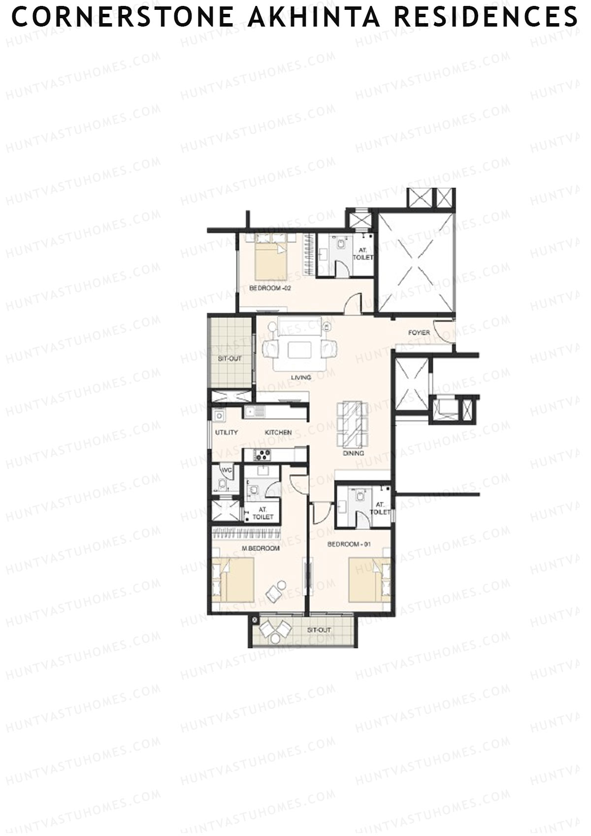 Cornerstone Akhinta Residences Wing C Unit 1 Floor Plan