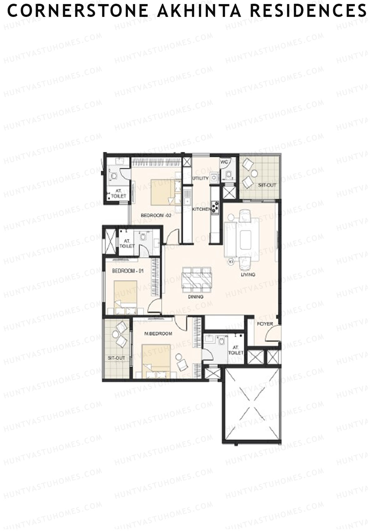 Cornerstone Akhinta Residences Wing C Unit 2 Floor Plan