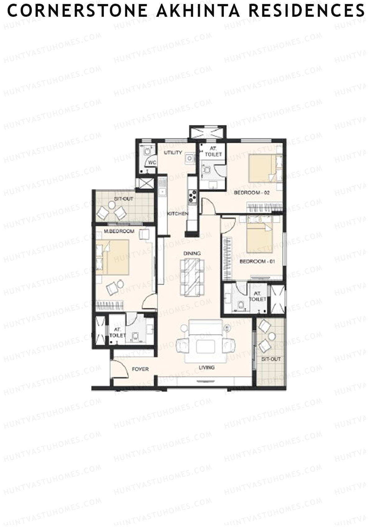 Cornerstone Akhinta Residences Wing C Unit 3 Floor Plan