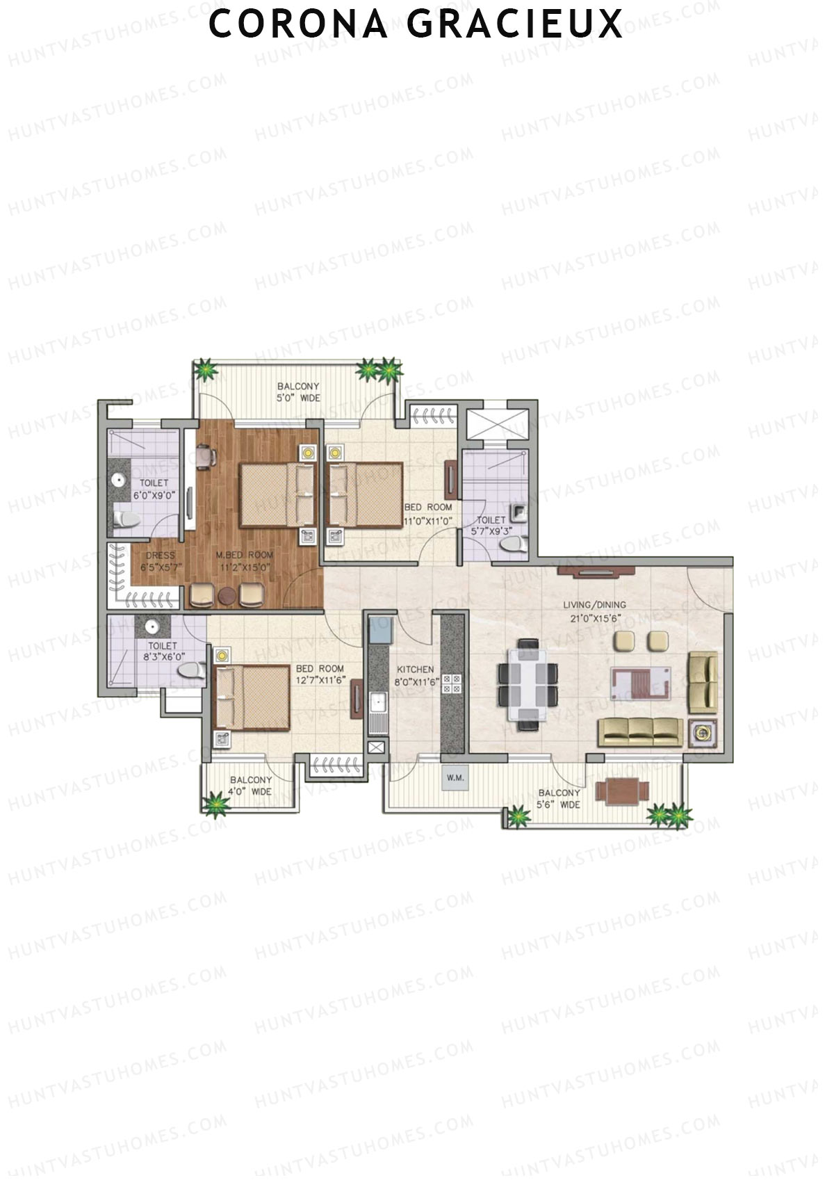 Corona Gracieux Tower B Unit 1 Floor Plan