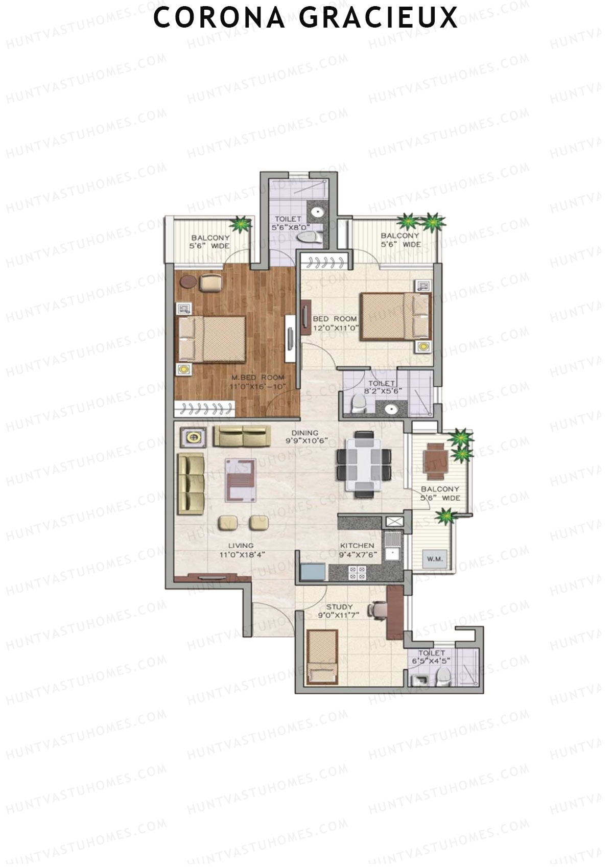 Corona Gracieux Tower B Unit 3 Floor Plan