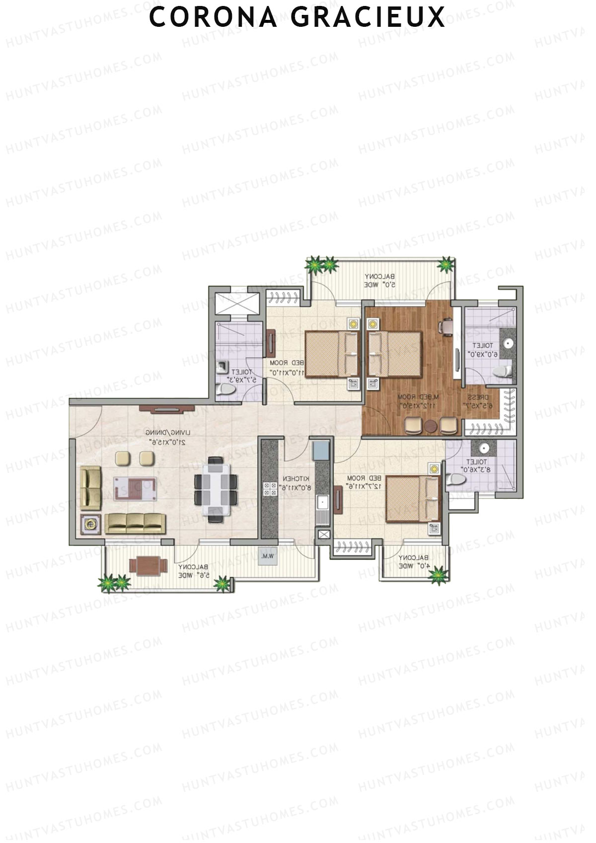 Corona Gracieux Tower C Unit 4 Floor Plan