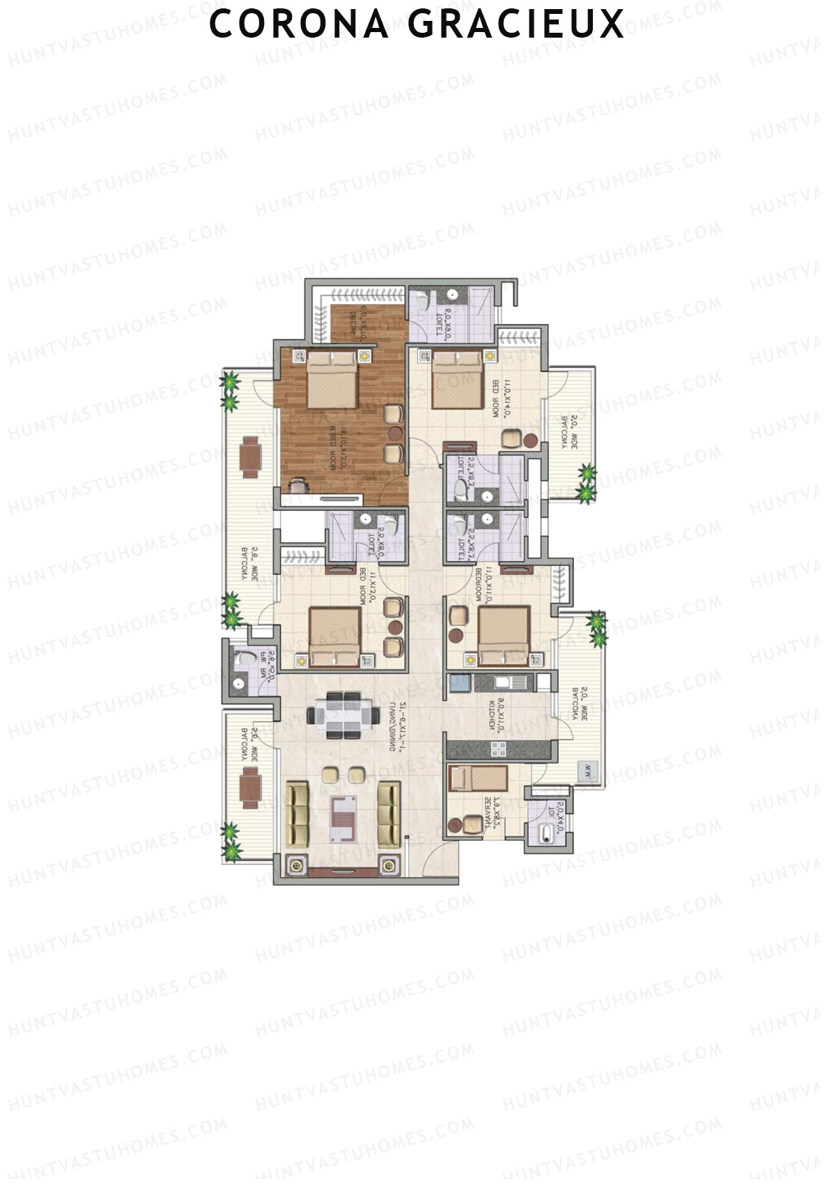 Corona Gracieux Tower E Unit 1 Floor Plan