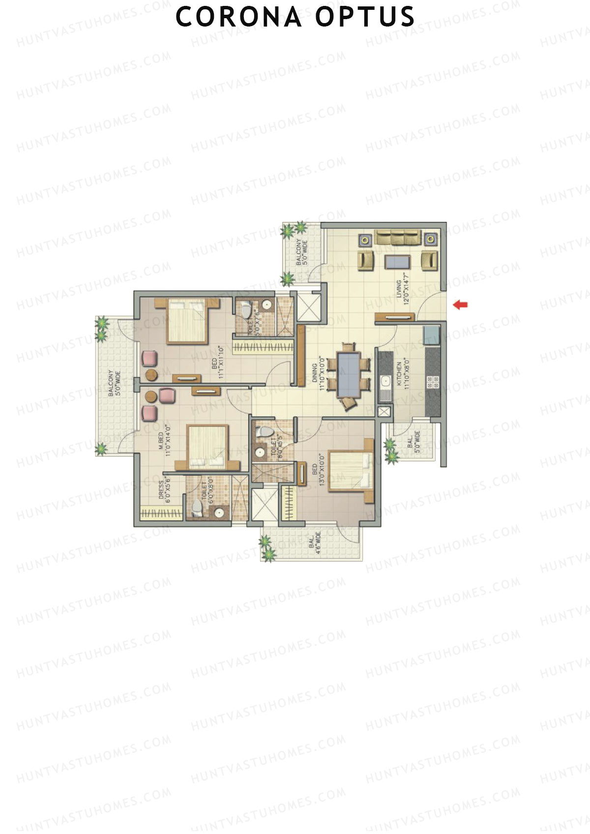 Corona Optus Tower C Unit 1 (Type 4) Floor Plan