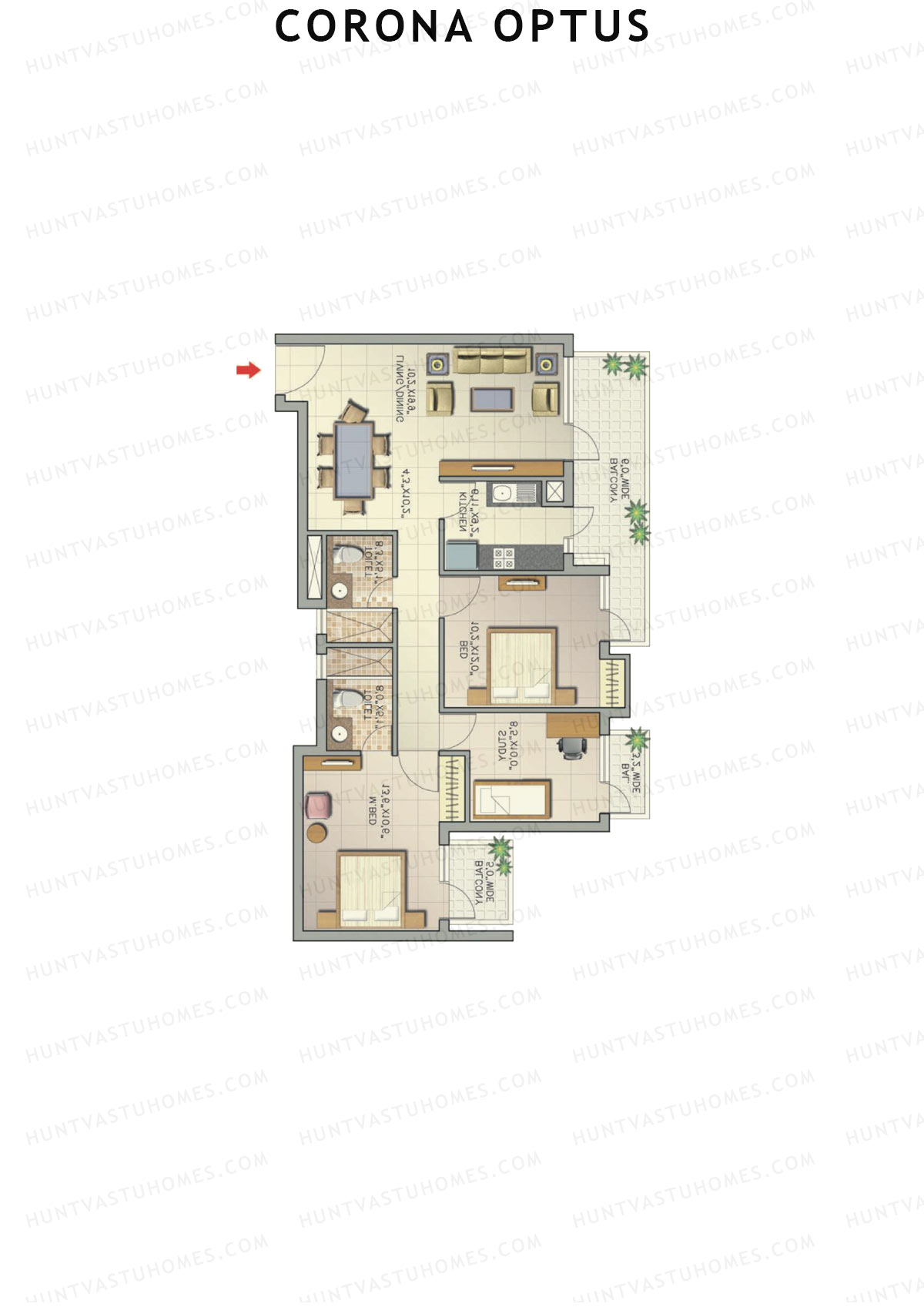 Corona Optus Tower C Unit 4 (Type 3) Floor Plan