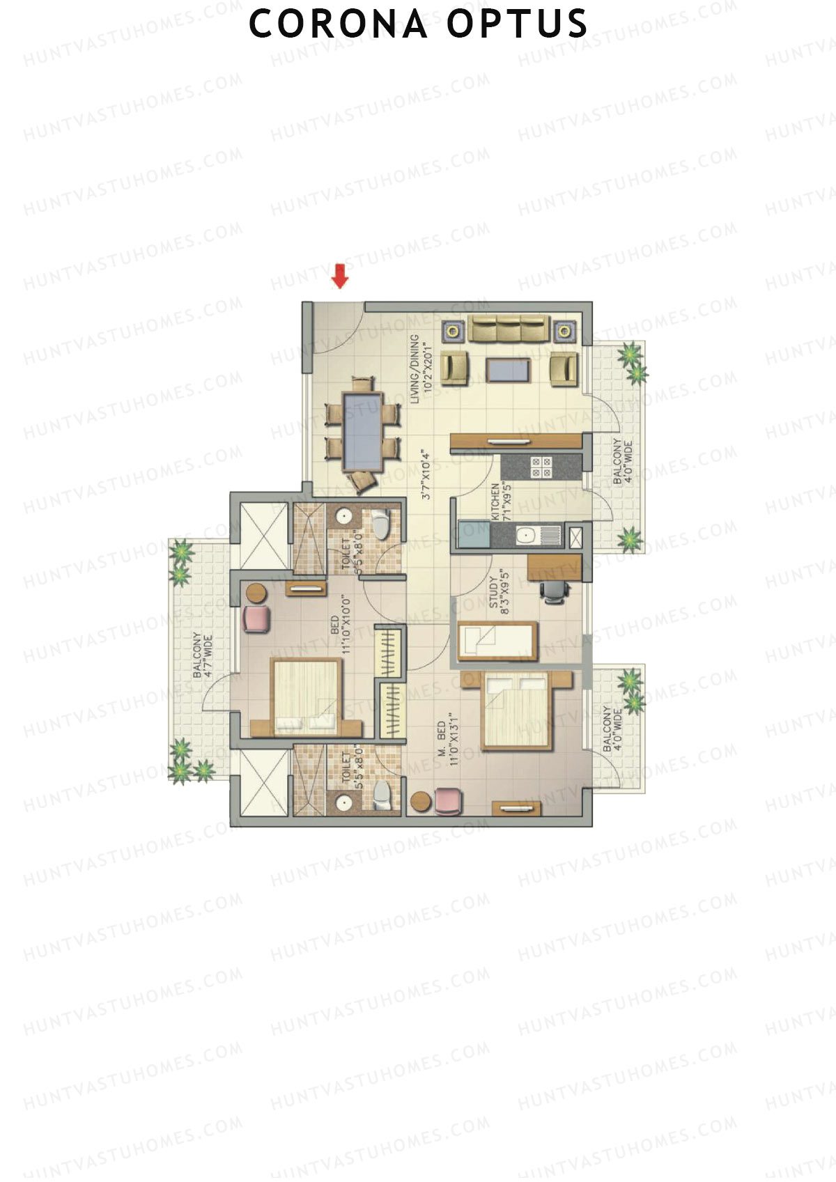 Corona Optus Tower C Unit 6 (Type 2) Floor Plan