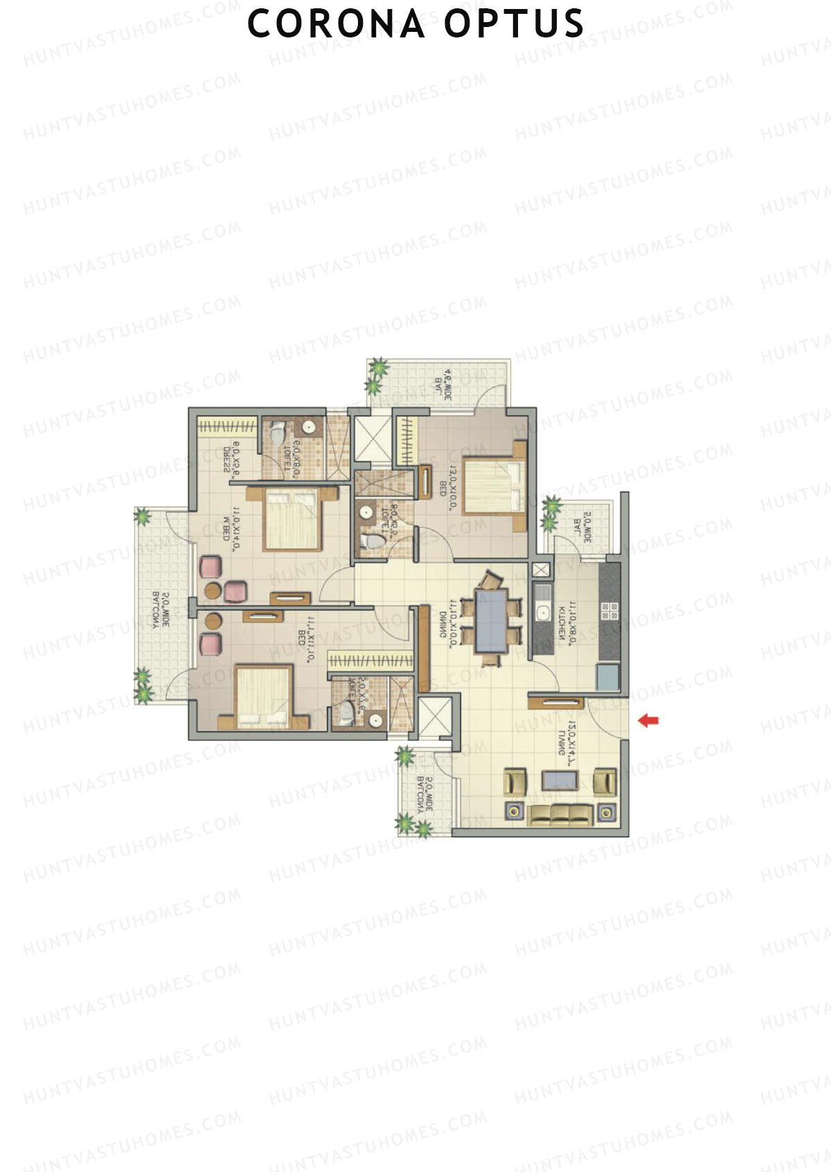 Corona Optus Tower D Unit 2 (Type 4) Floor Plan