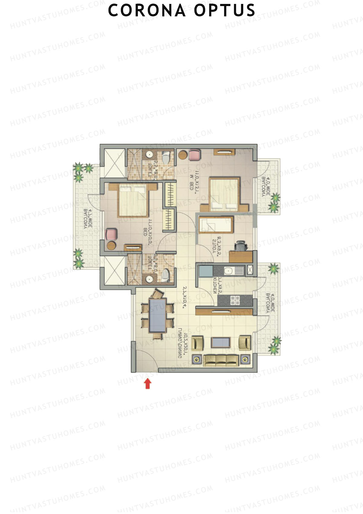 Corona Optus Tower D Unit 3 (Type 2) Floor Plan