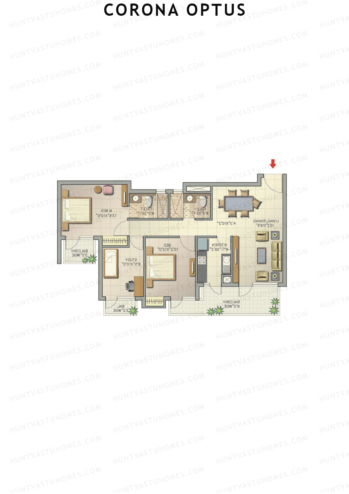 Corona Optus Tower E Unit 4 (Type 3) Floor Plan