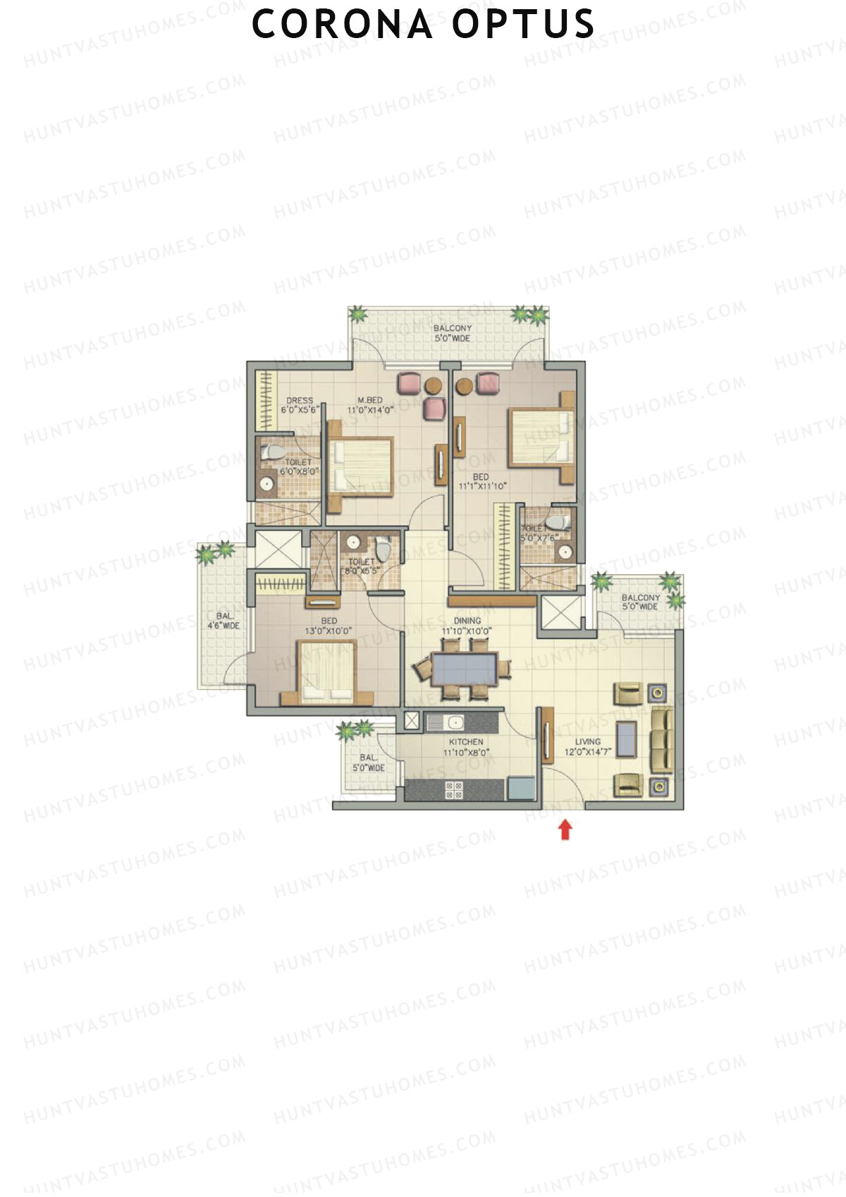 Corona Optus Tower F Unit 1 (Type 4) Floor Plan