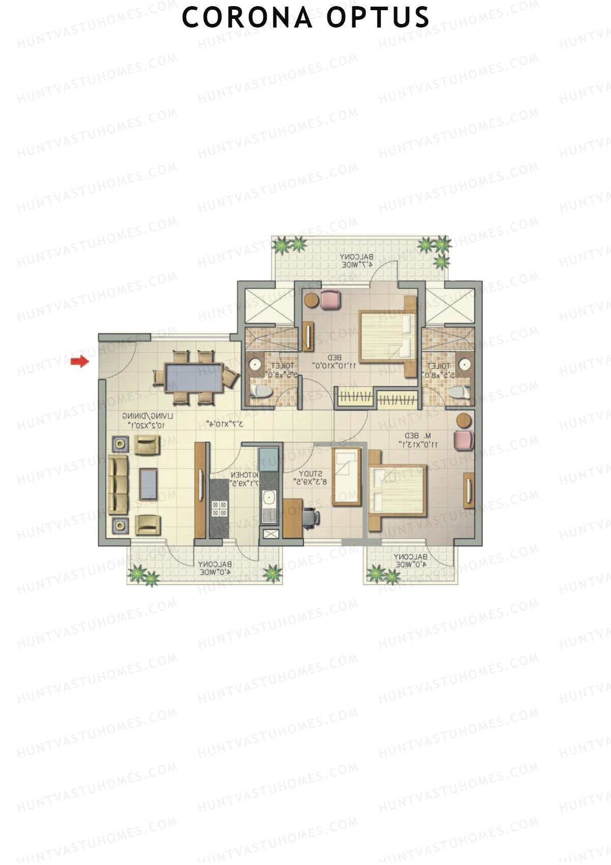 Corona Optus Tower F Unit 3 (Type 2) Floor Plan