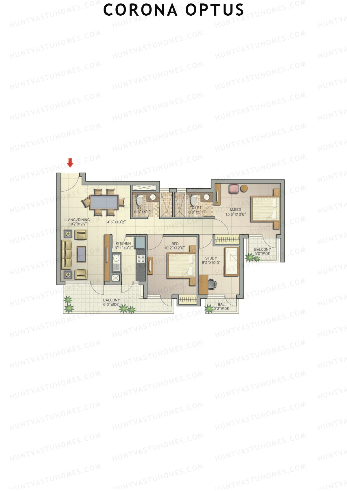 Corona Optus Tower F Unit 5 (Type 3) Floor Plan