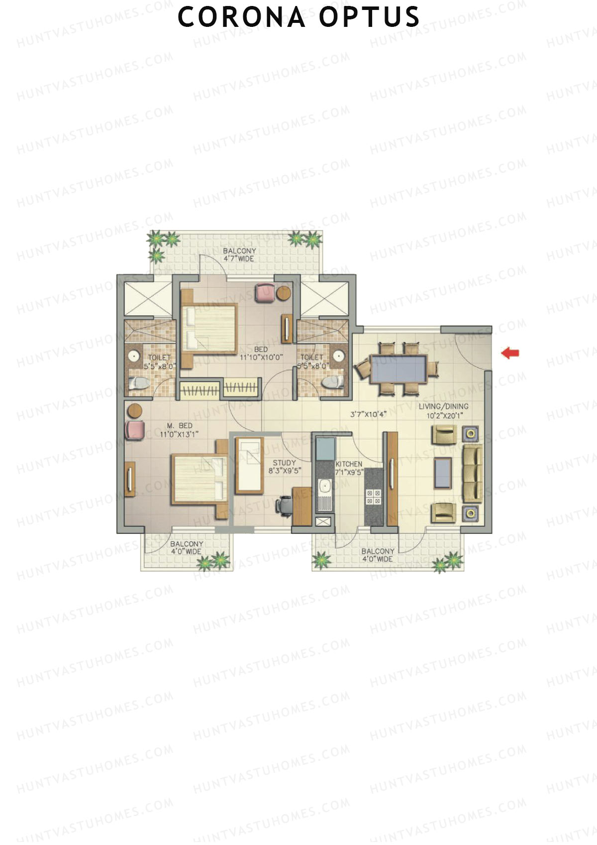 Corona Optus Tower F Unit 6 (Type 2) Floor Plan