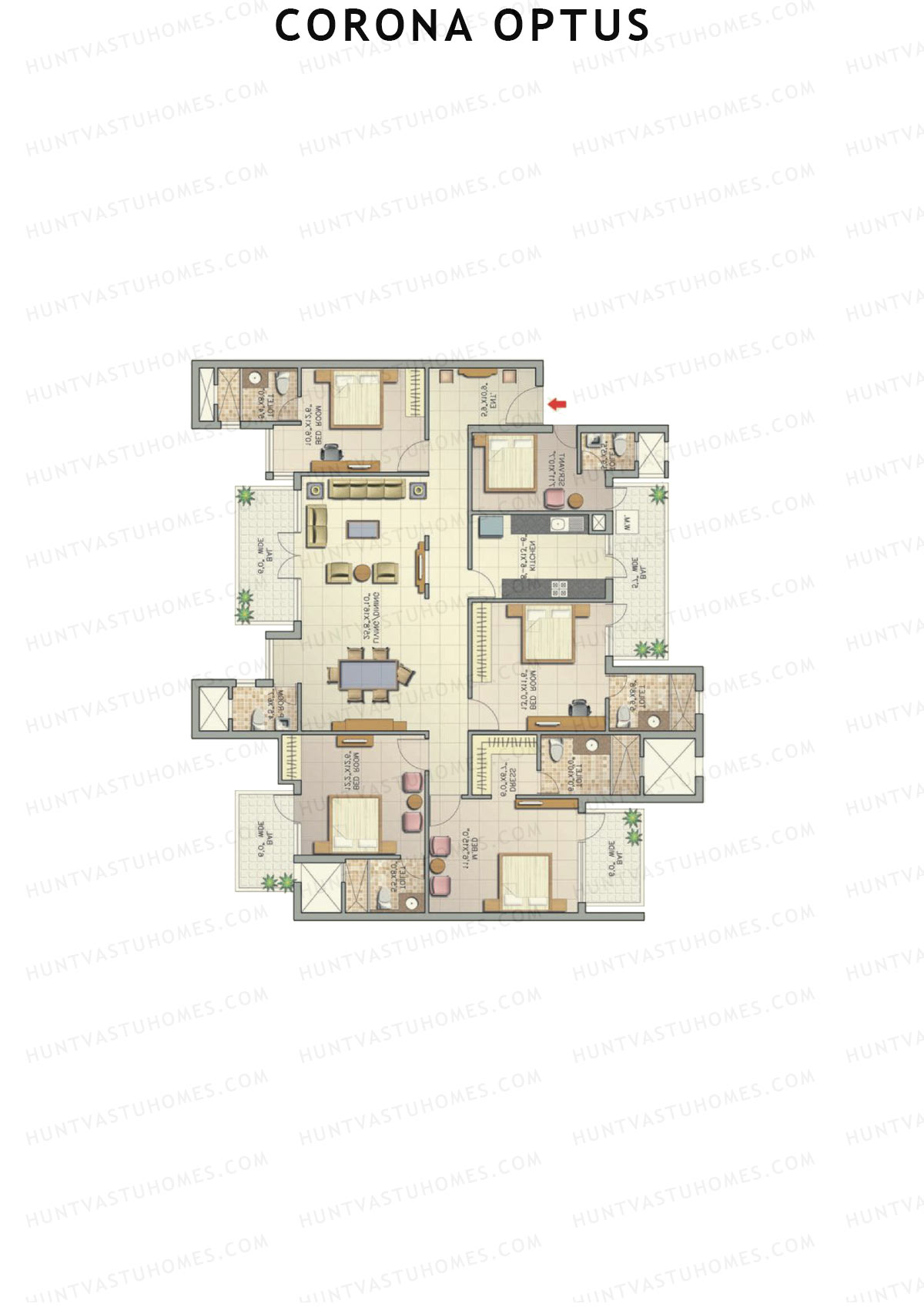 Corona Optus Tower J Unit 3 (Type 8) Floor Plan