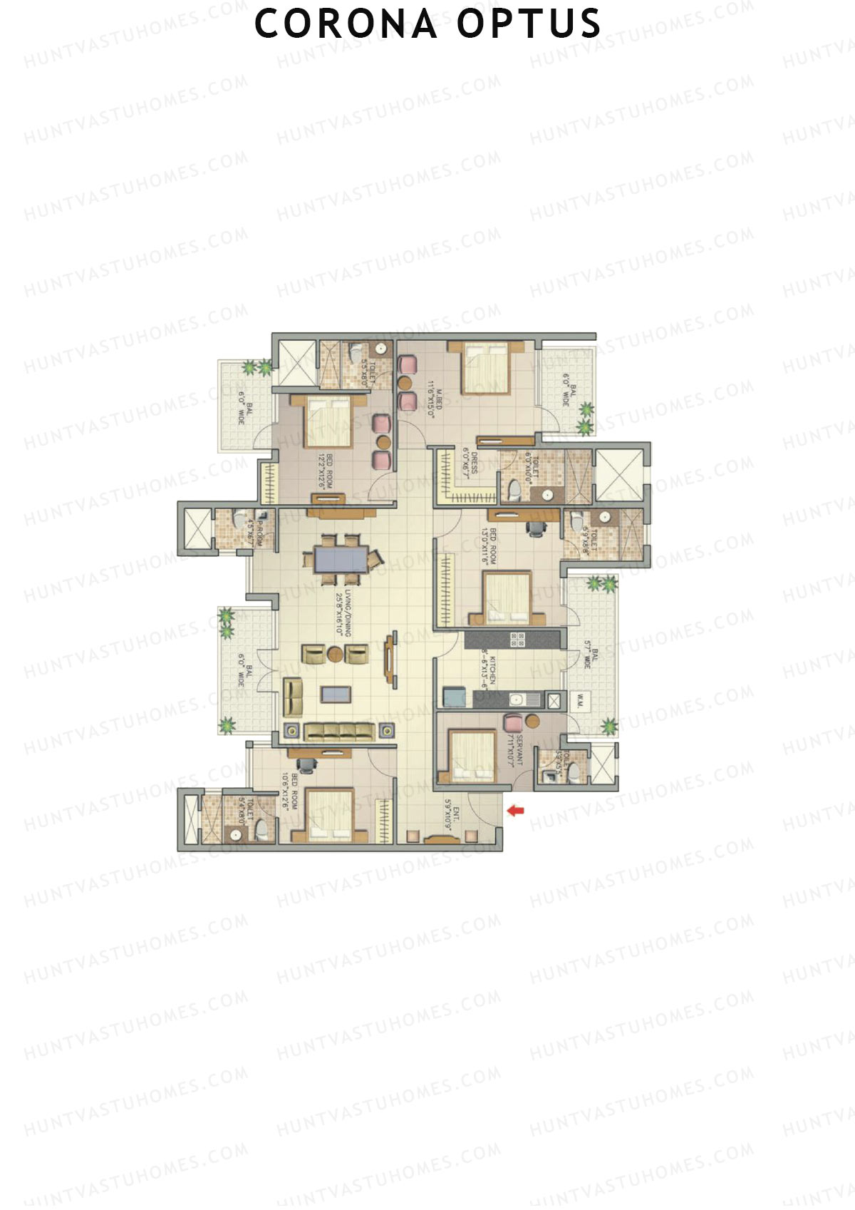 Corona Optus Tower J Unit 6 (Type 8) Floor Plan
