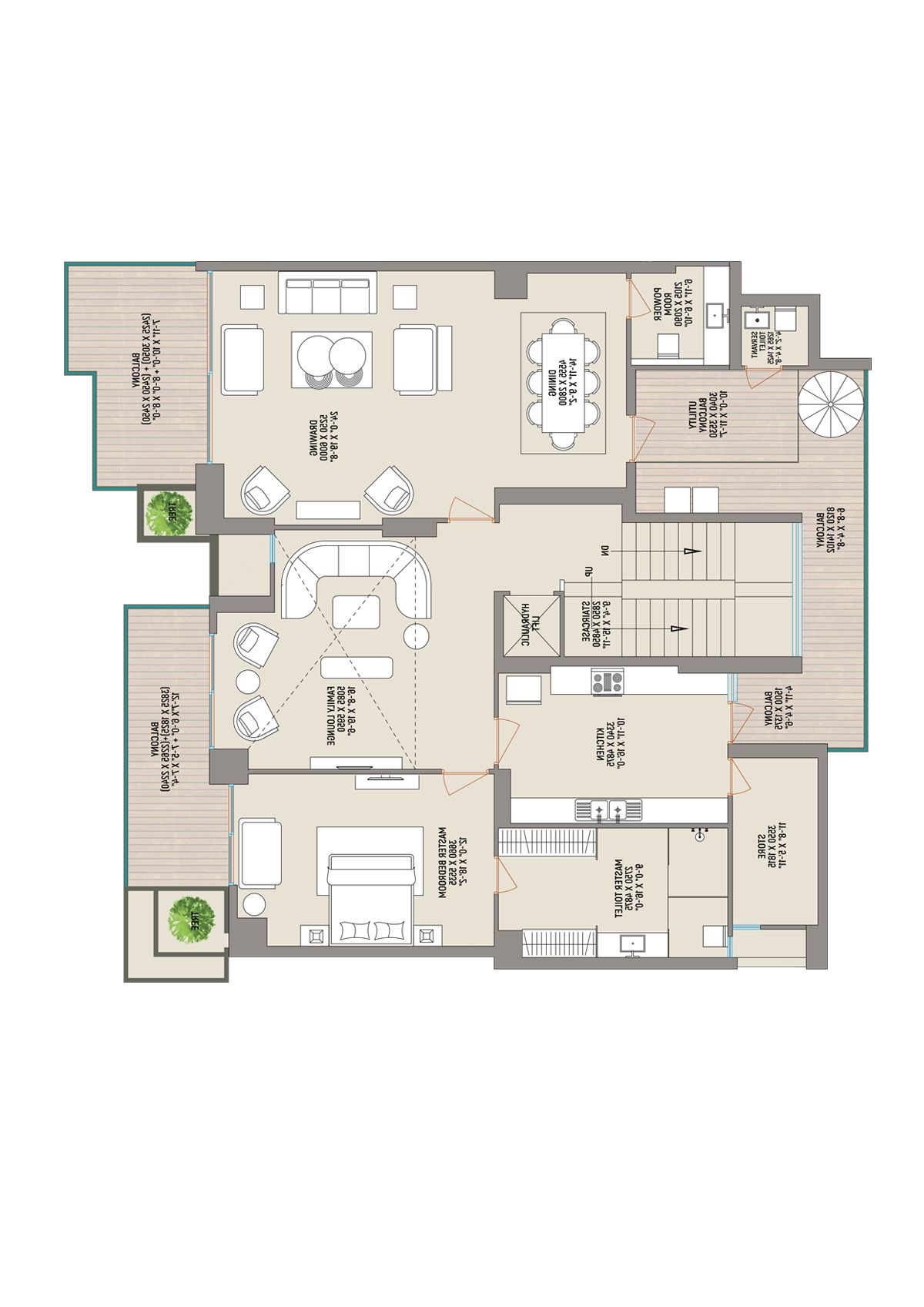 County 107 Tower C Unit 2 (Triplex) Floor Plan
