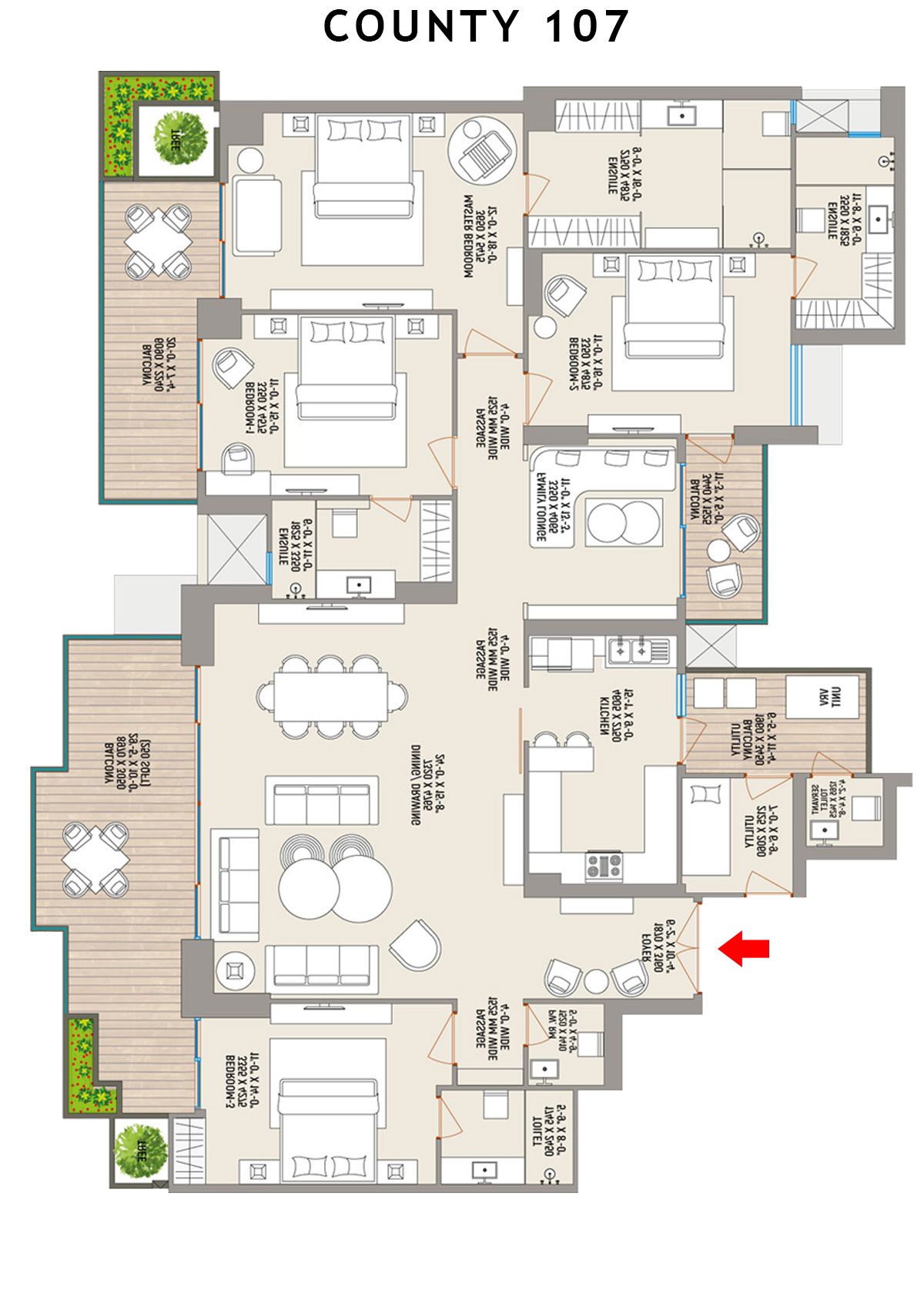 County 107 Tower C Unit 1 Floor Plan