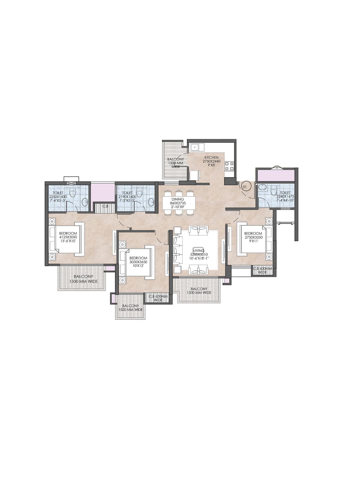 Crc Joyous Tower 1 Unit 1 Floor Plan
