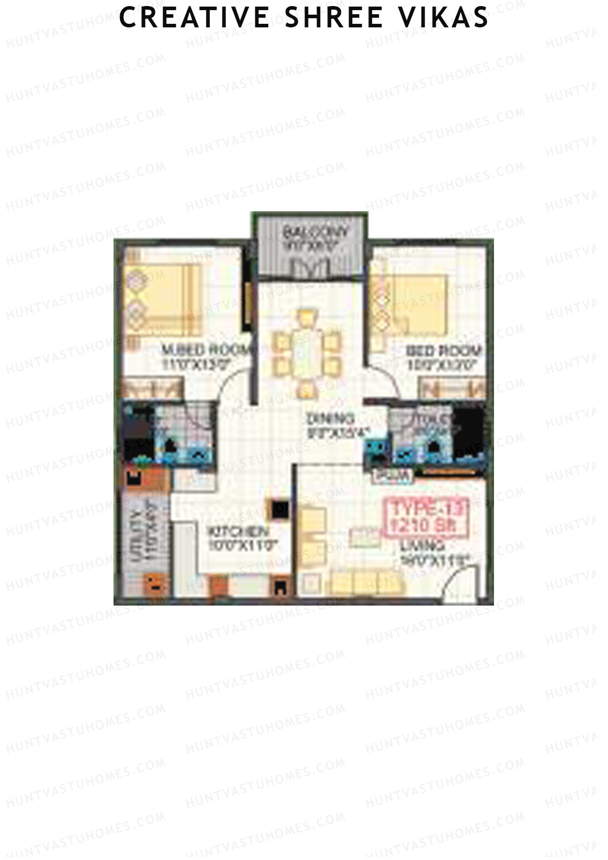 Creative Shree Vikas Block 1 Unit 14 Floor Plan