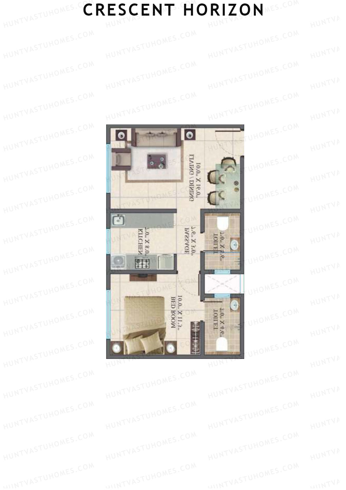 Crescent Horizon Wing A Unit 1 Floor Plan